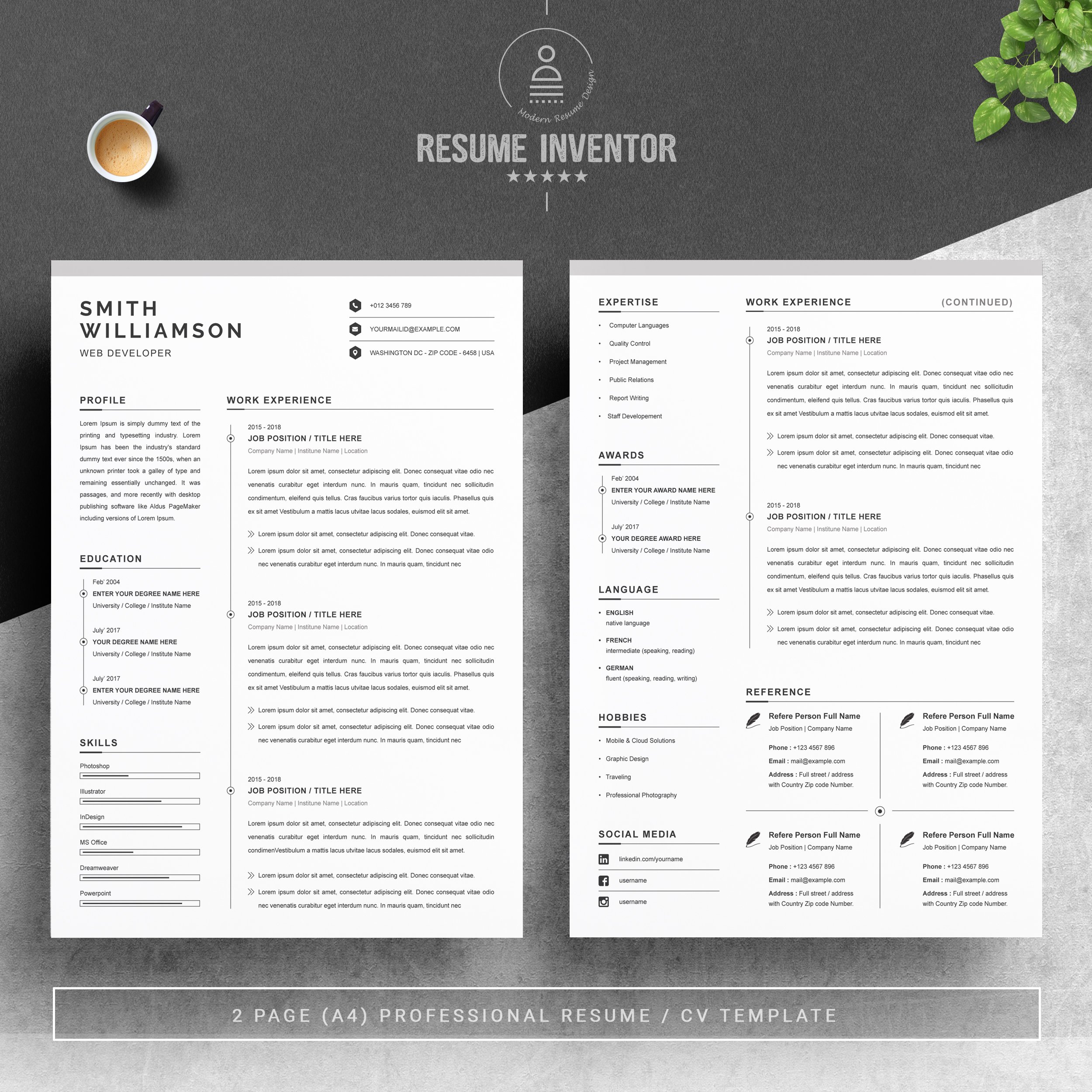 Clean Resume / CV Template MS Word preview image.