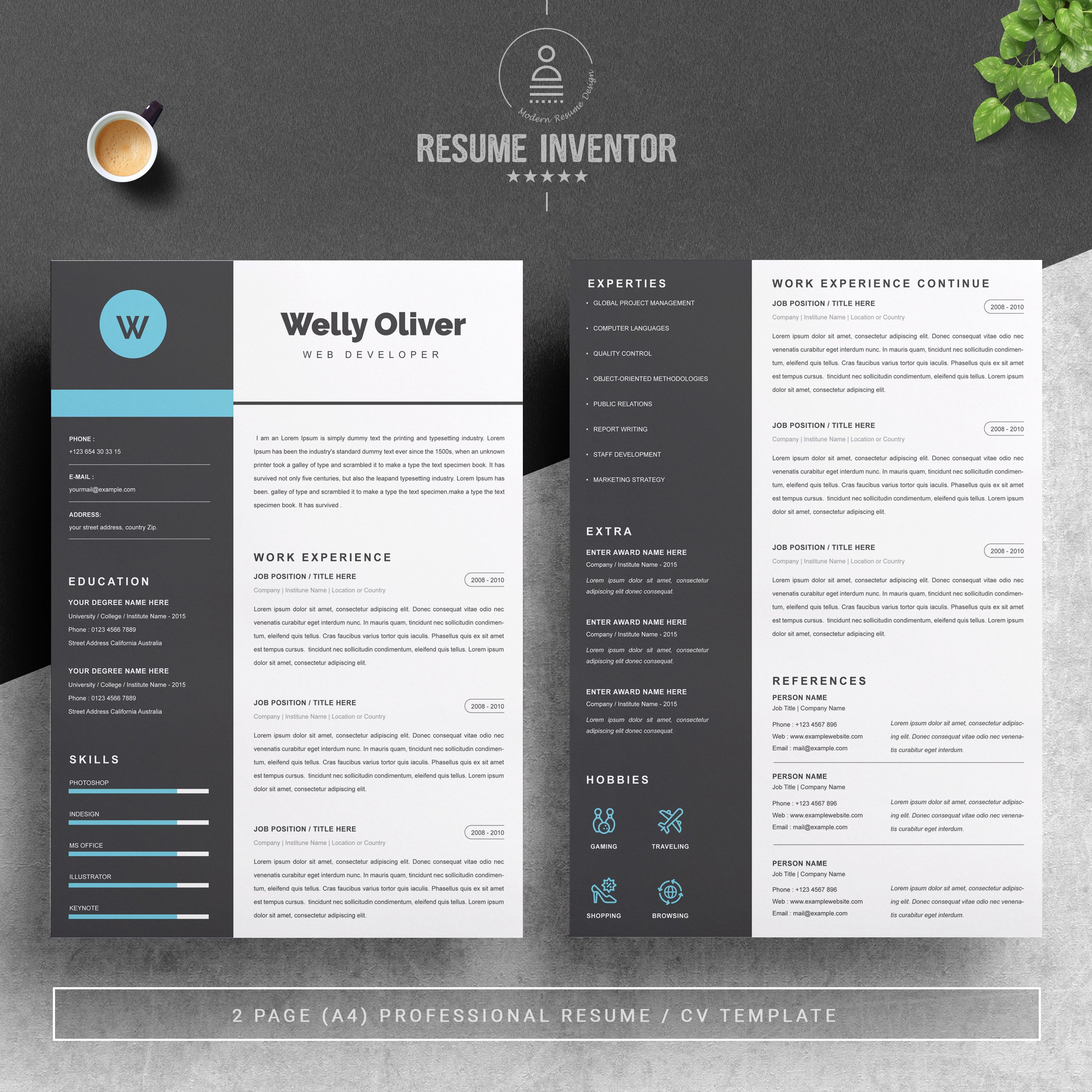 Word CV Template | Resume Template preview image.