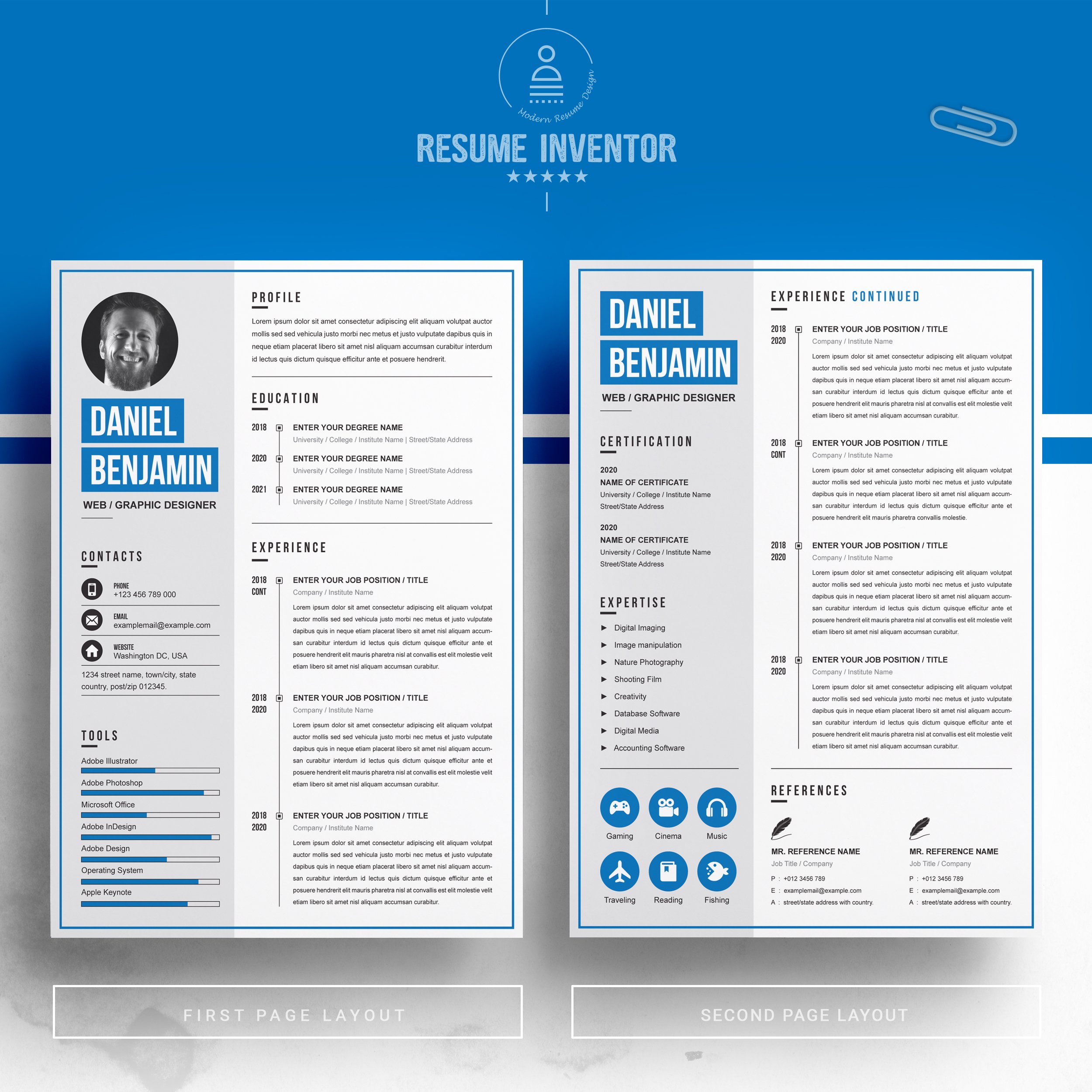 Resume Template for Word, CV Resume preview image.
