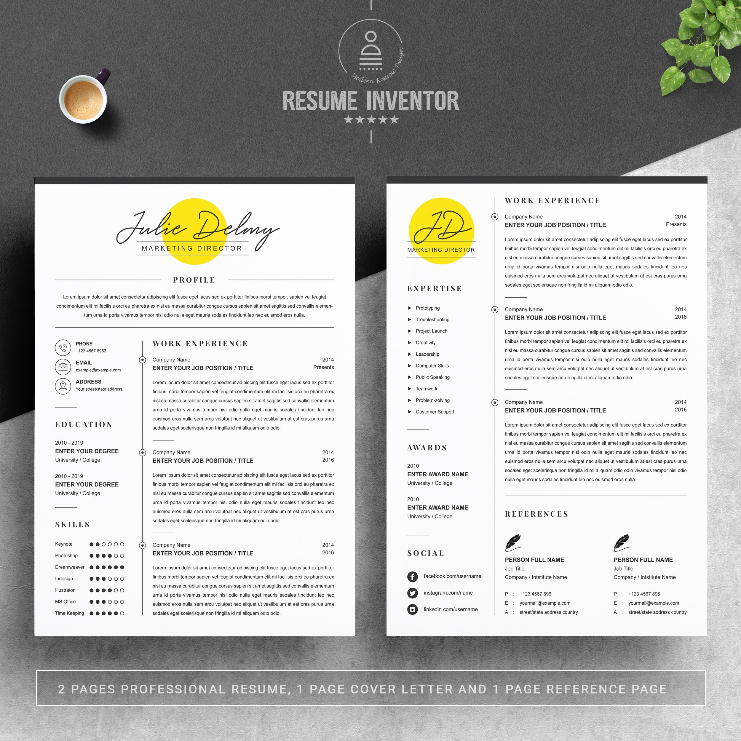 Professional Simple Resume Template preview image.