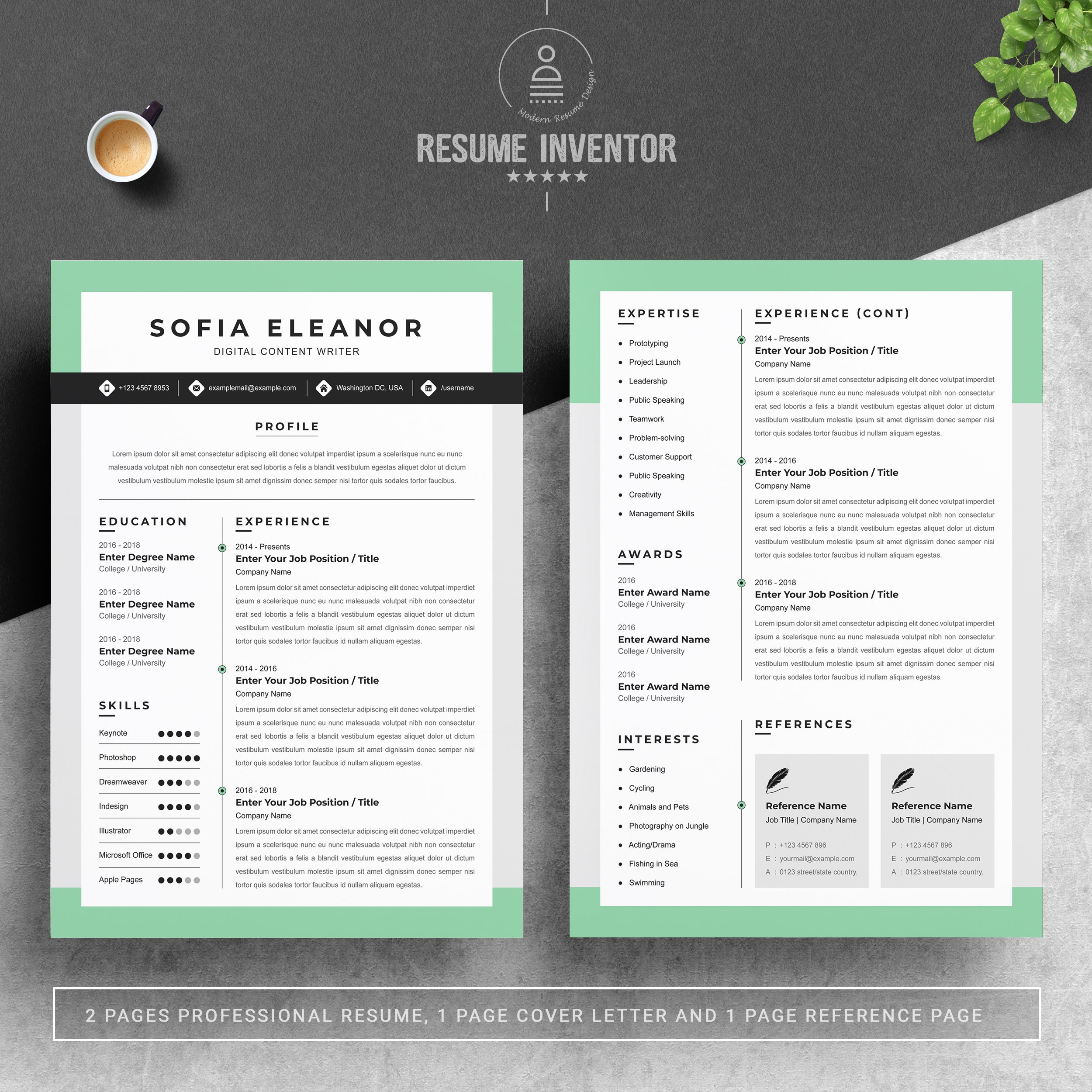 Creative Resume Template Word, CV preview image.