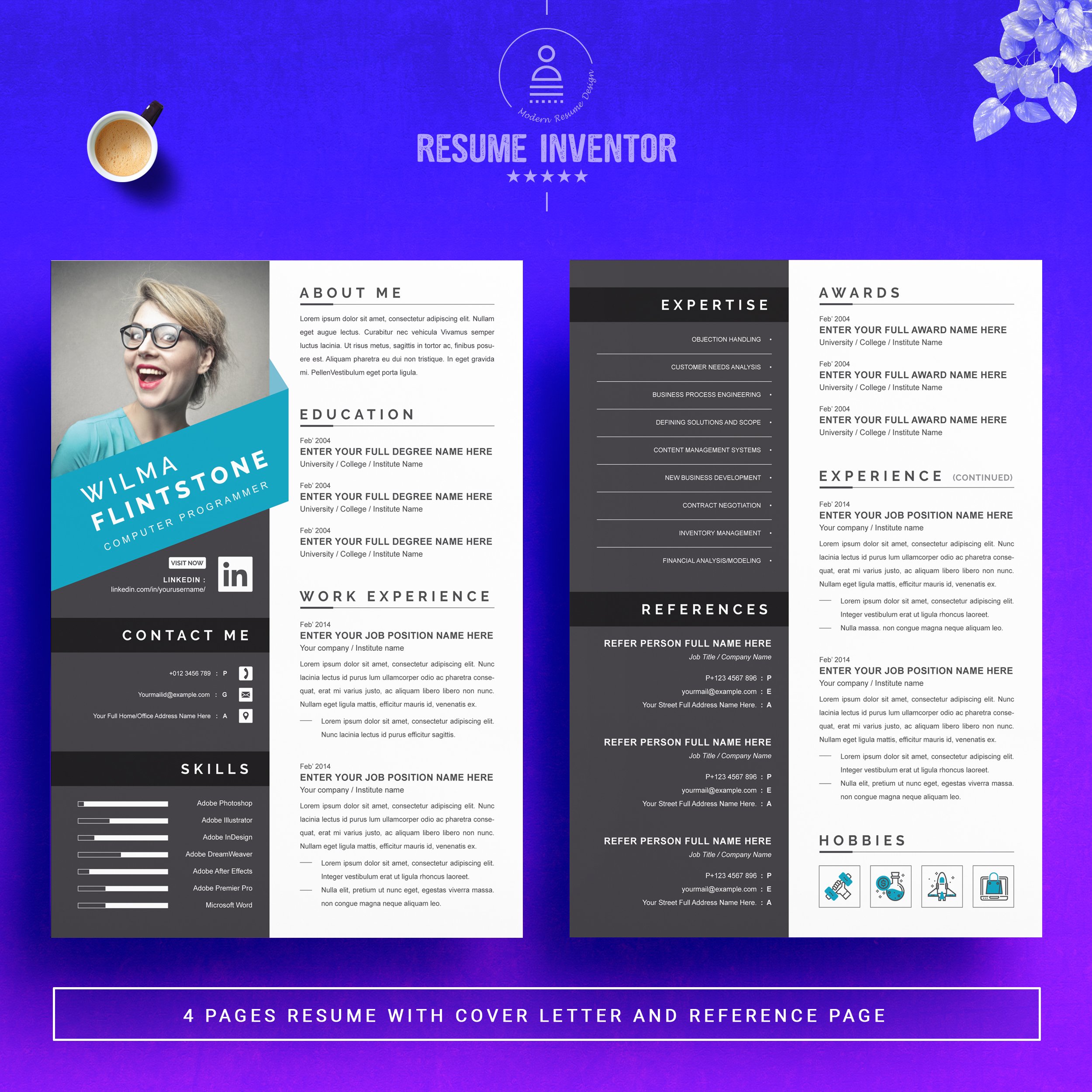 Modern Resume Design Template Word preview image.
