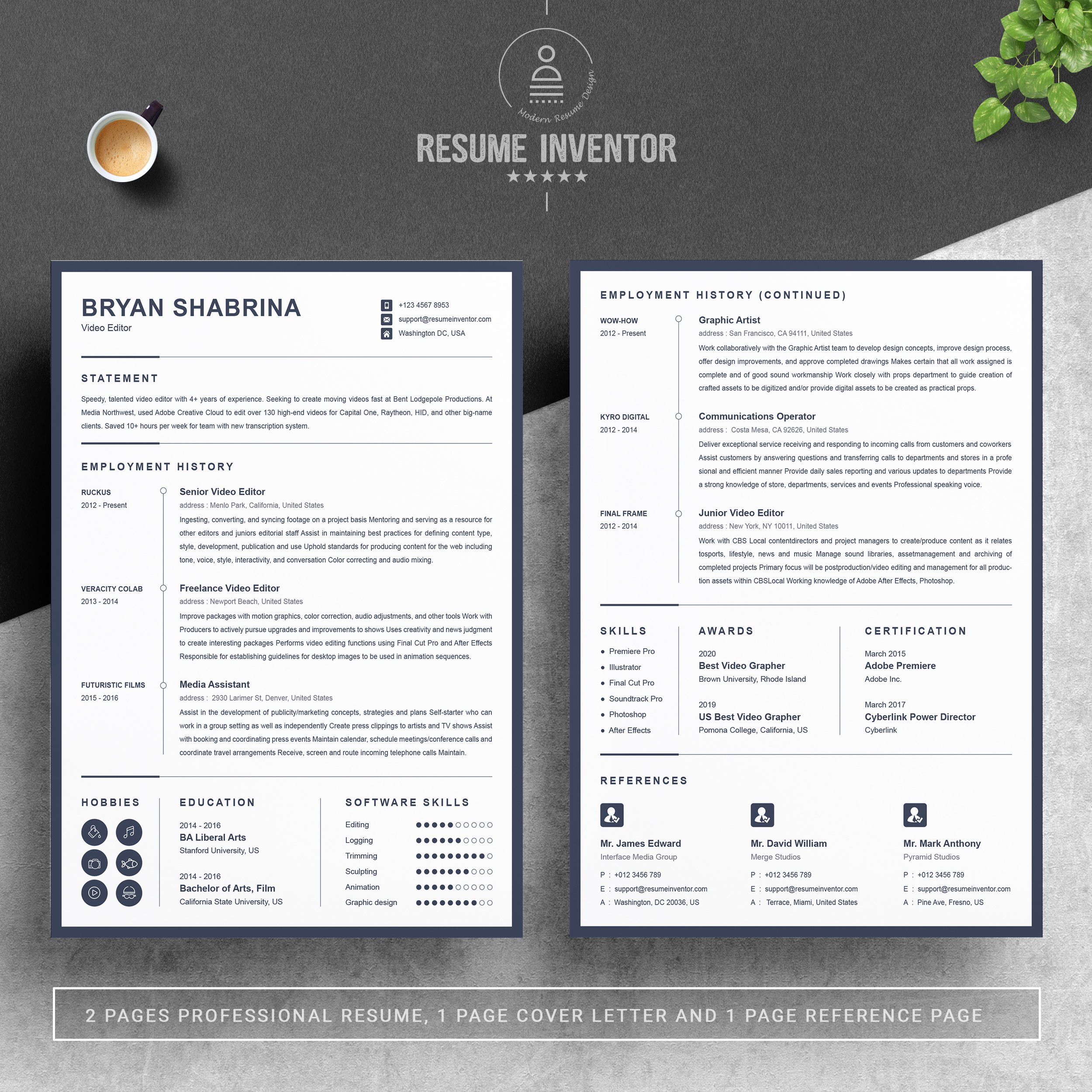 Resume / CV for Video Editor preview image.