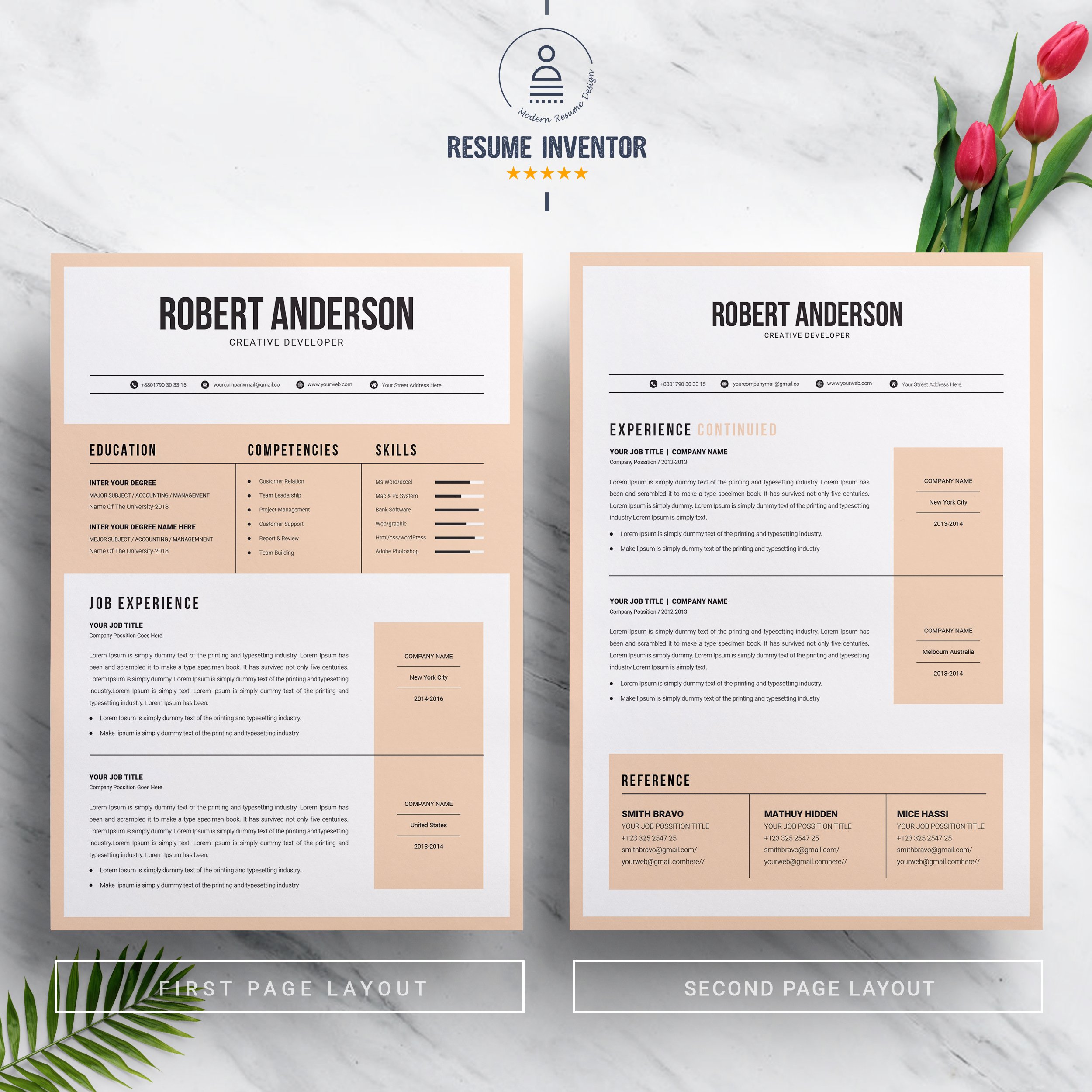Modern & Creative Resume Template preview image.