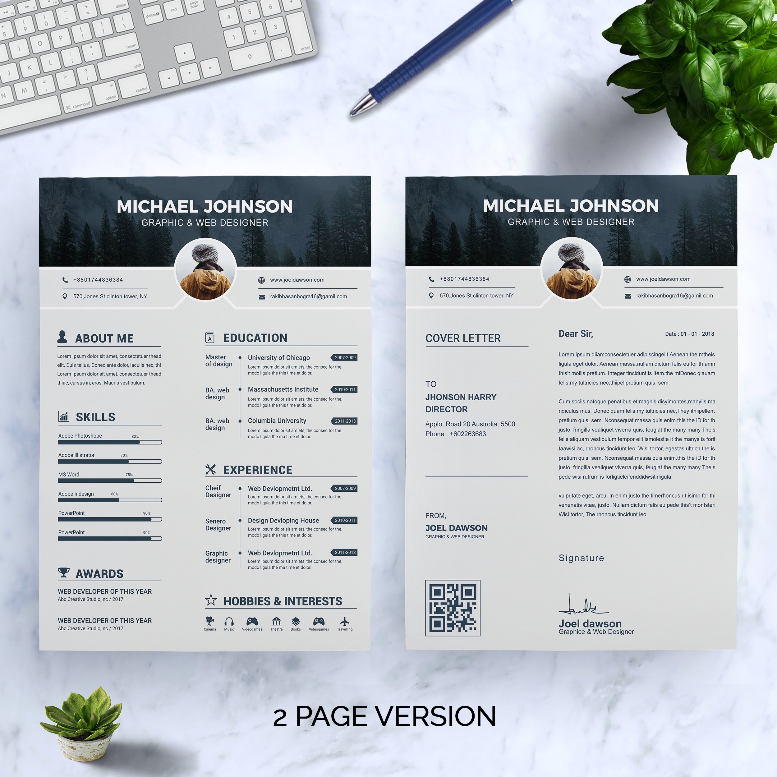 02 2 pages resume design template 431