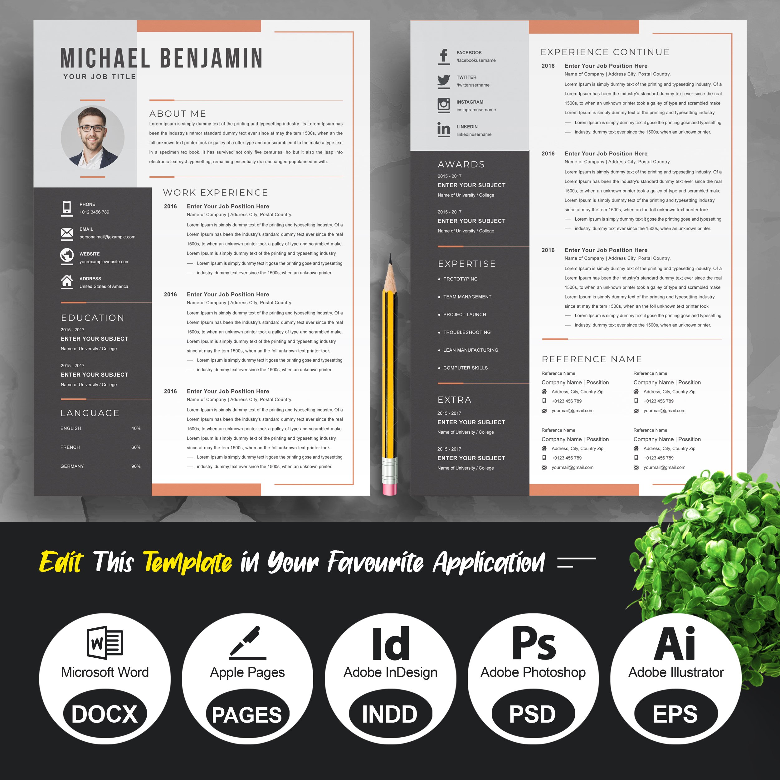 Resume Template / CV preview image.