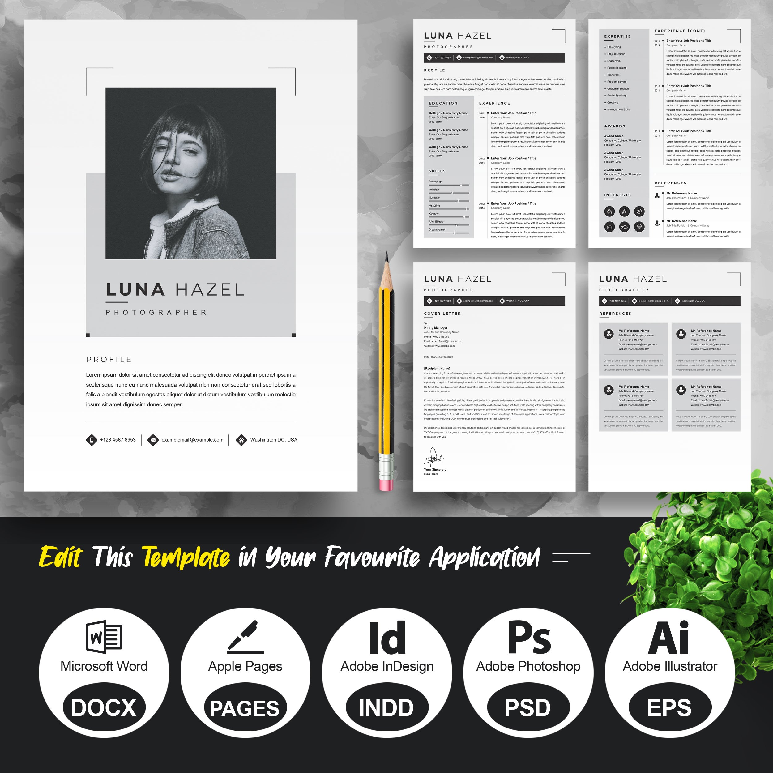 Photographer Resume Template Format preview image.
