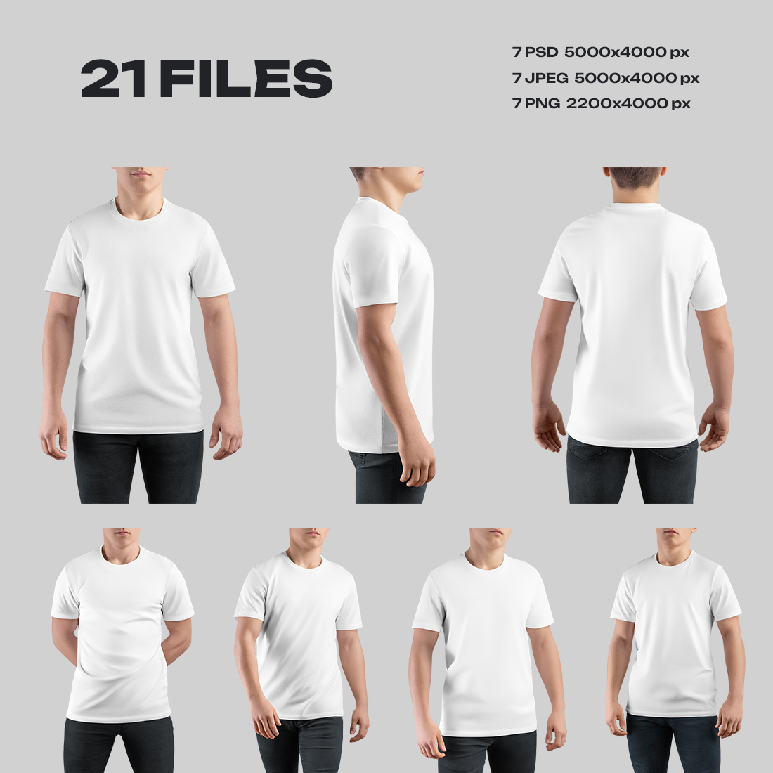 7 Mockups Man T-Shirt preview image.