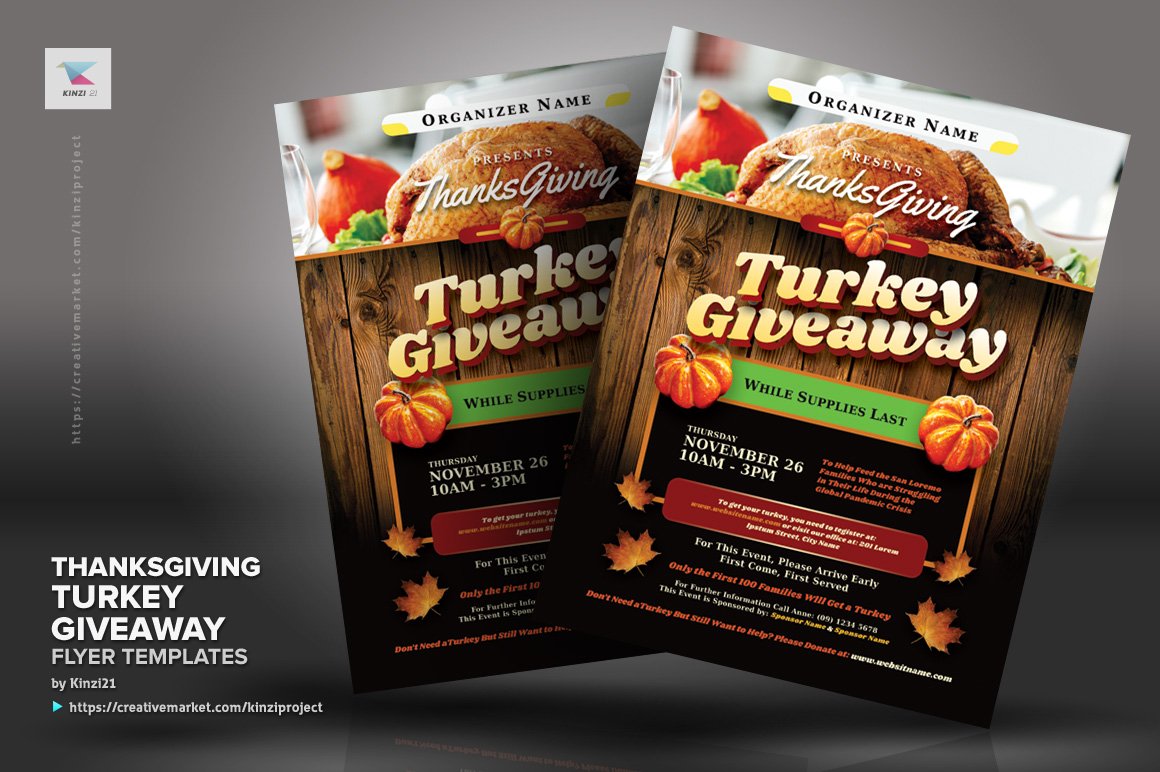 Thanksgiving Turkey Giveaway Flyers preview image.