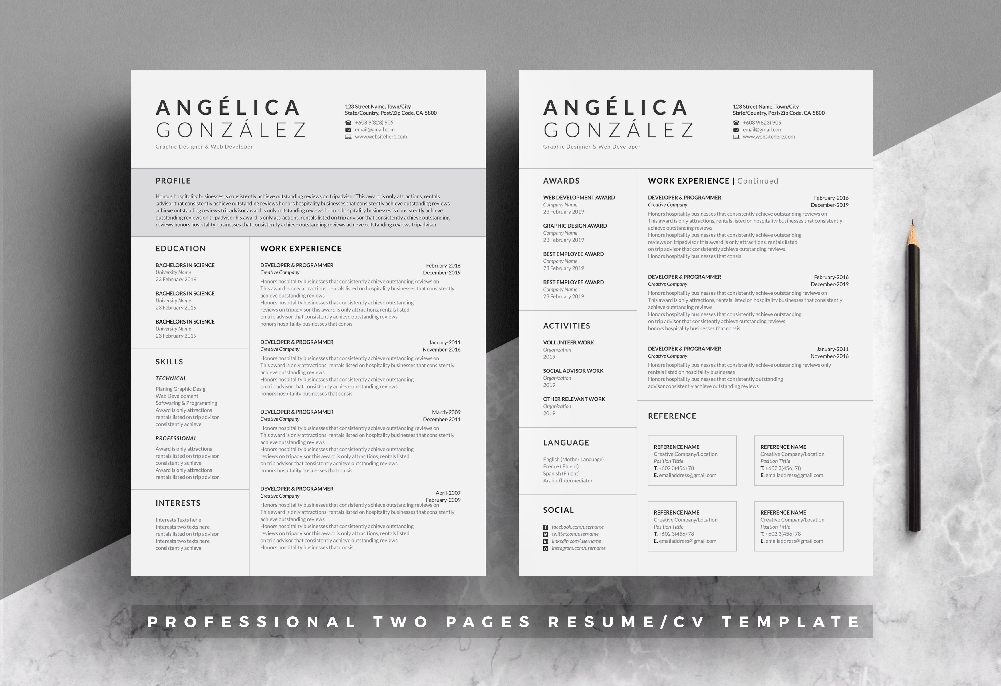 Creative & Professional Word Resume preview image.