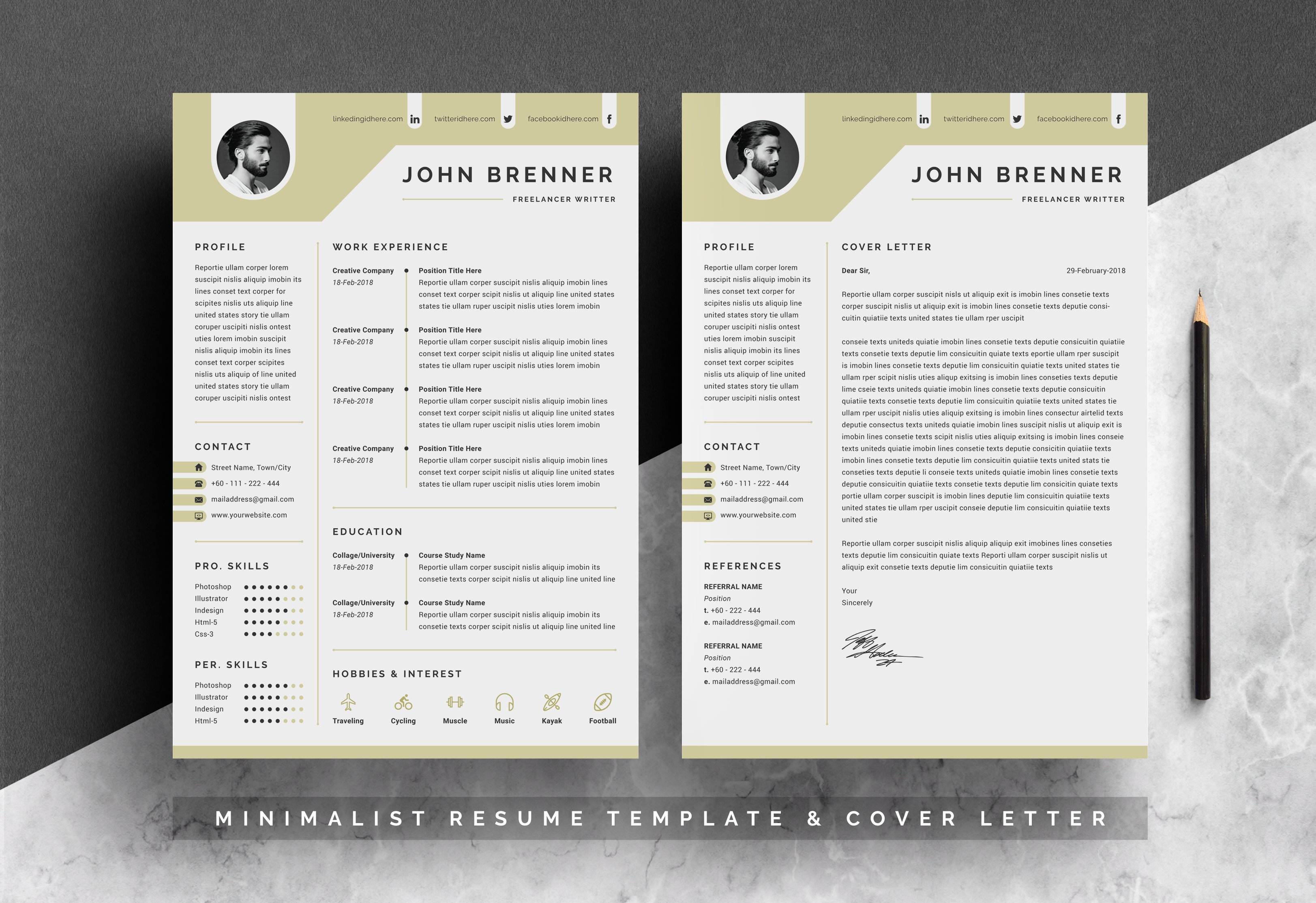 Minimal Resume Template 2 Pages preview image.