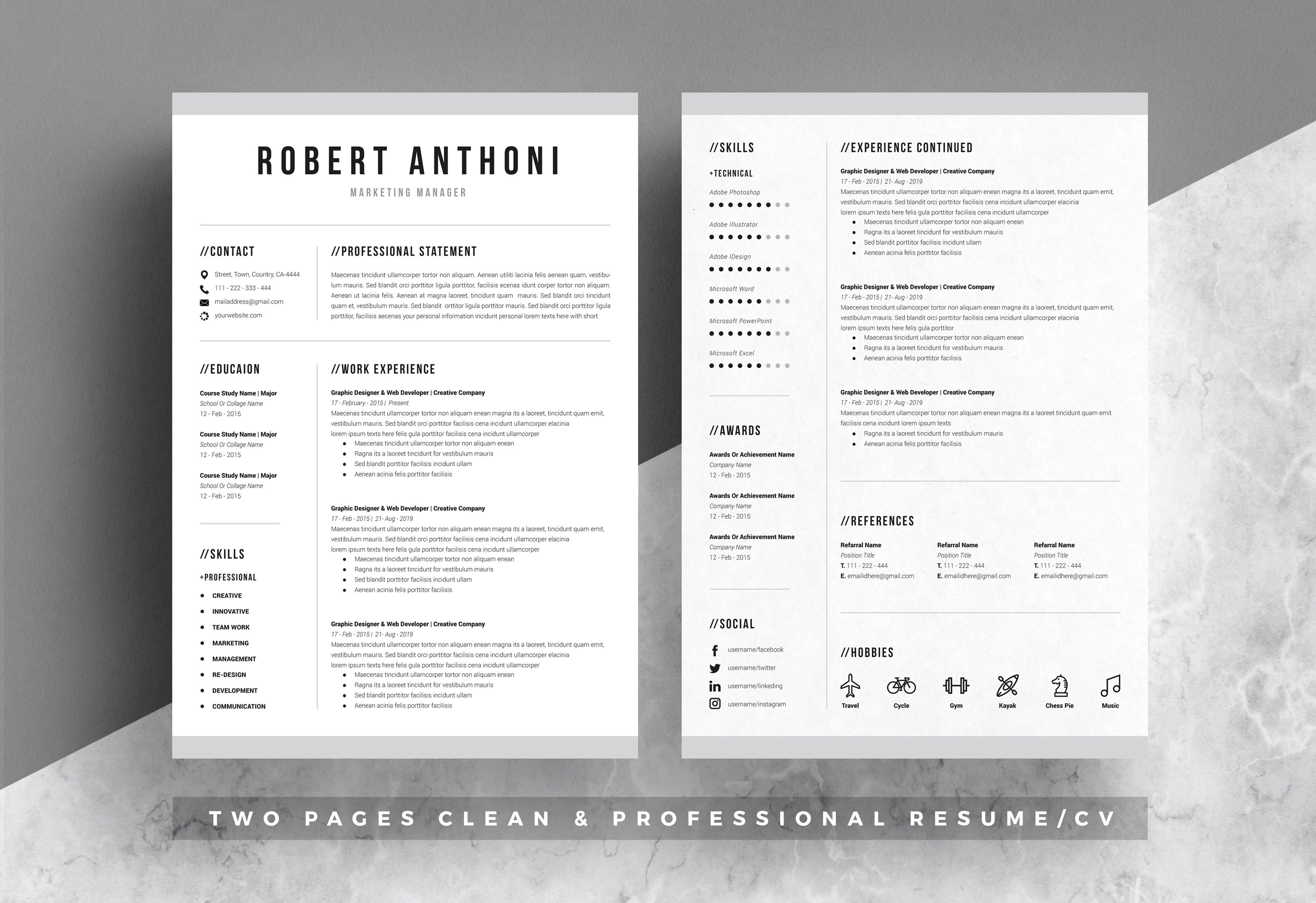 Clean Resume Template preview image.