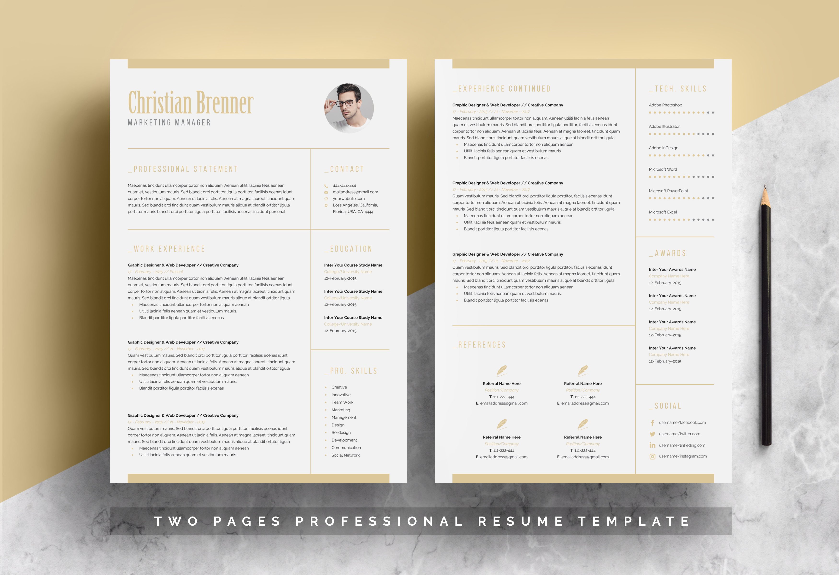 Clean Word Resume 3-Pages preview image.