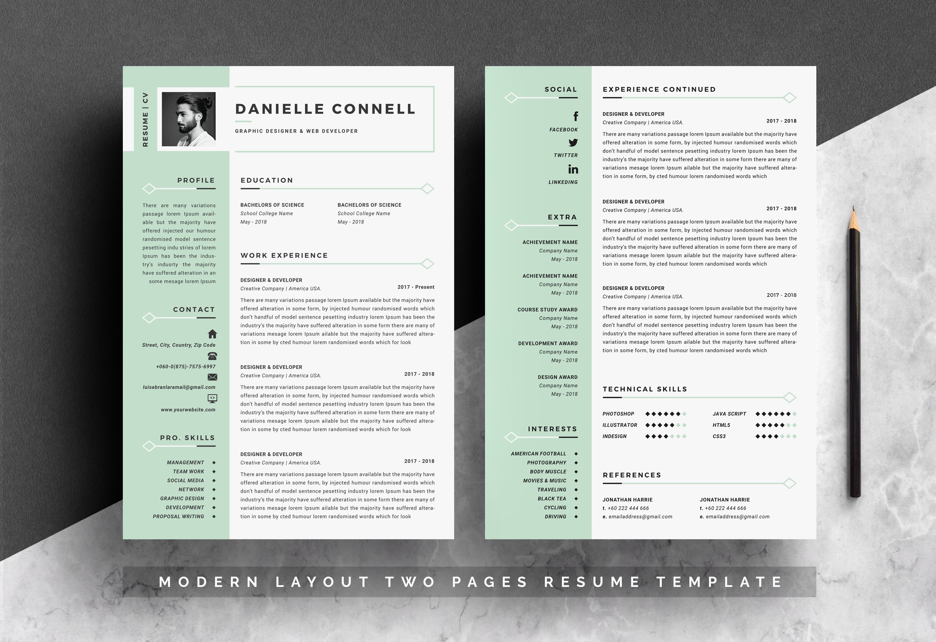 Word Resume Template & Cover Letter preview image.