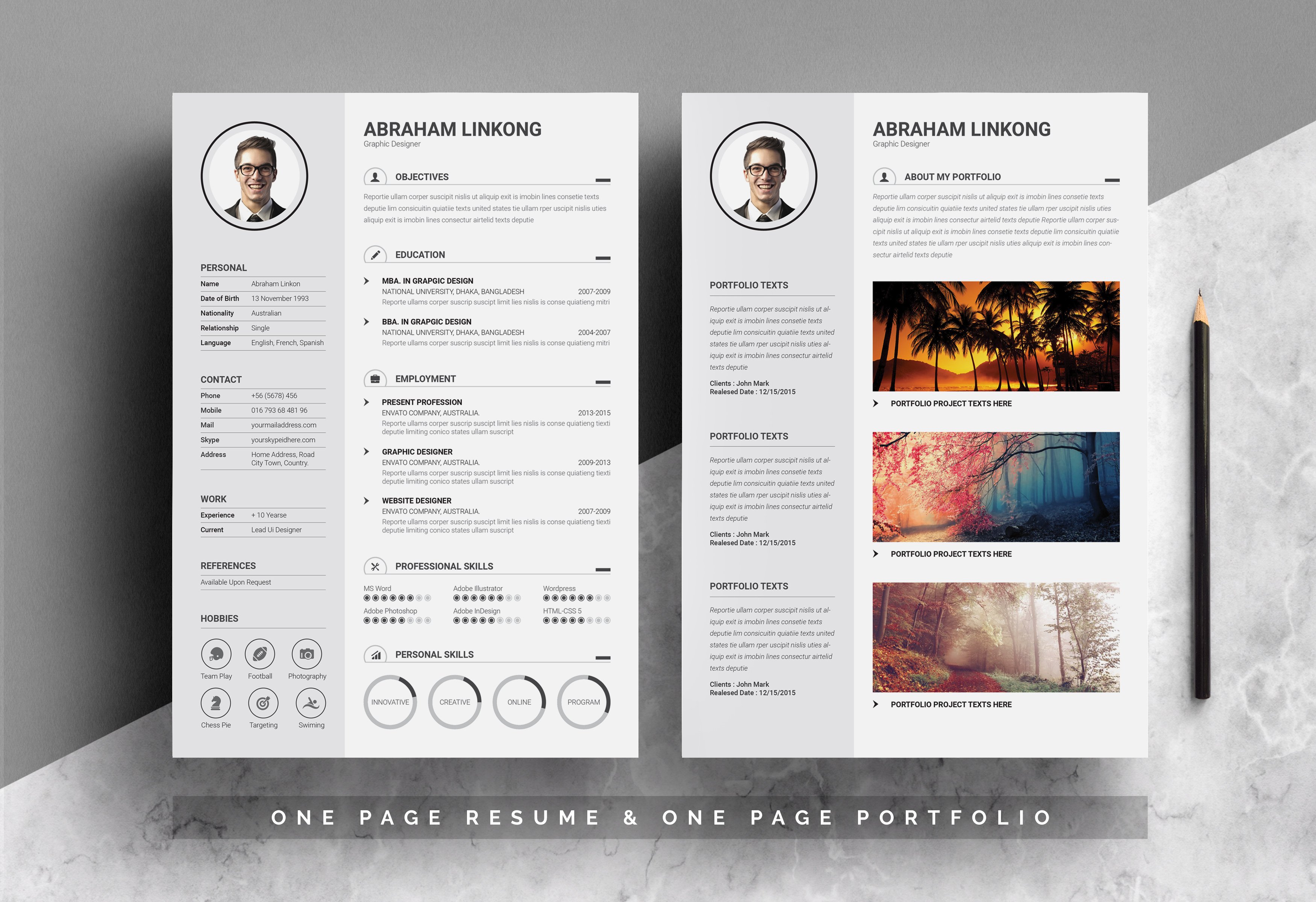 Modern Resume 3 Pages preview image.