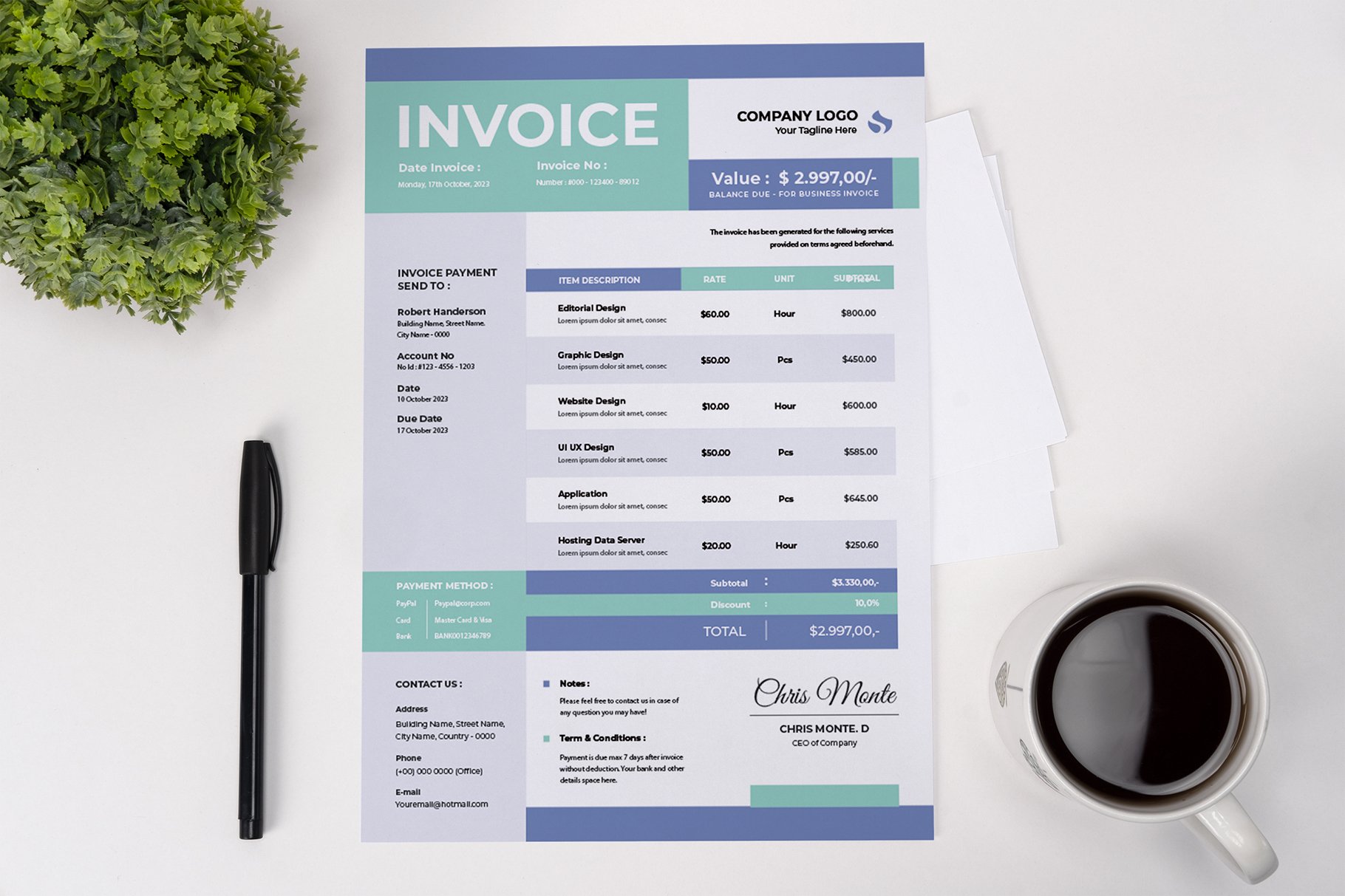 Clean Business Invoice cover image.