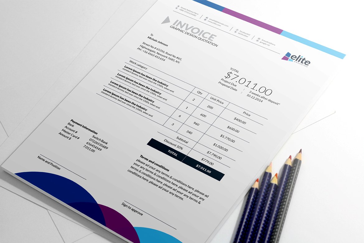 MS Word Invoice Template preview image.
