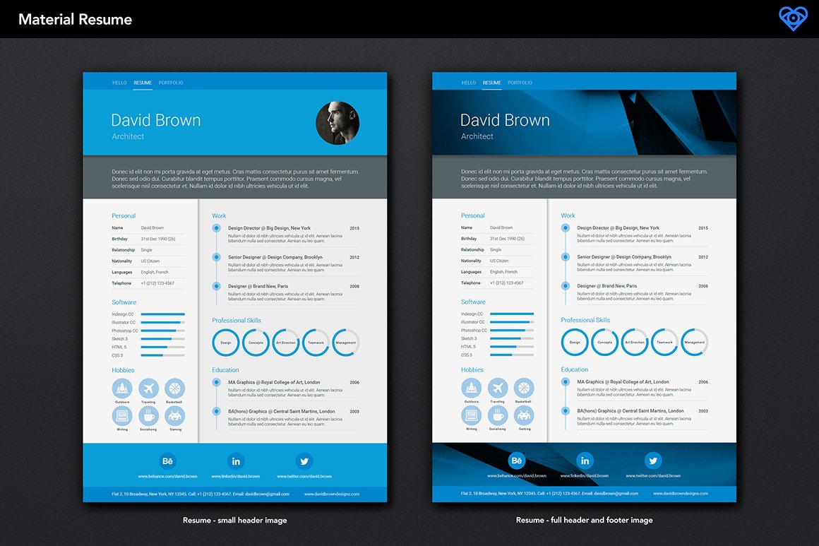 Material Resume Blue preview image.