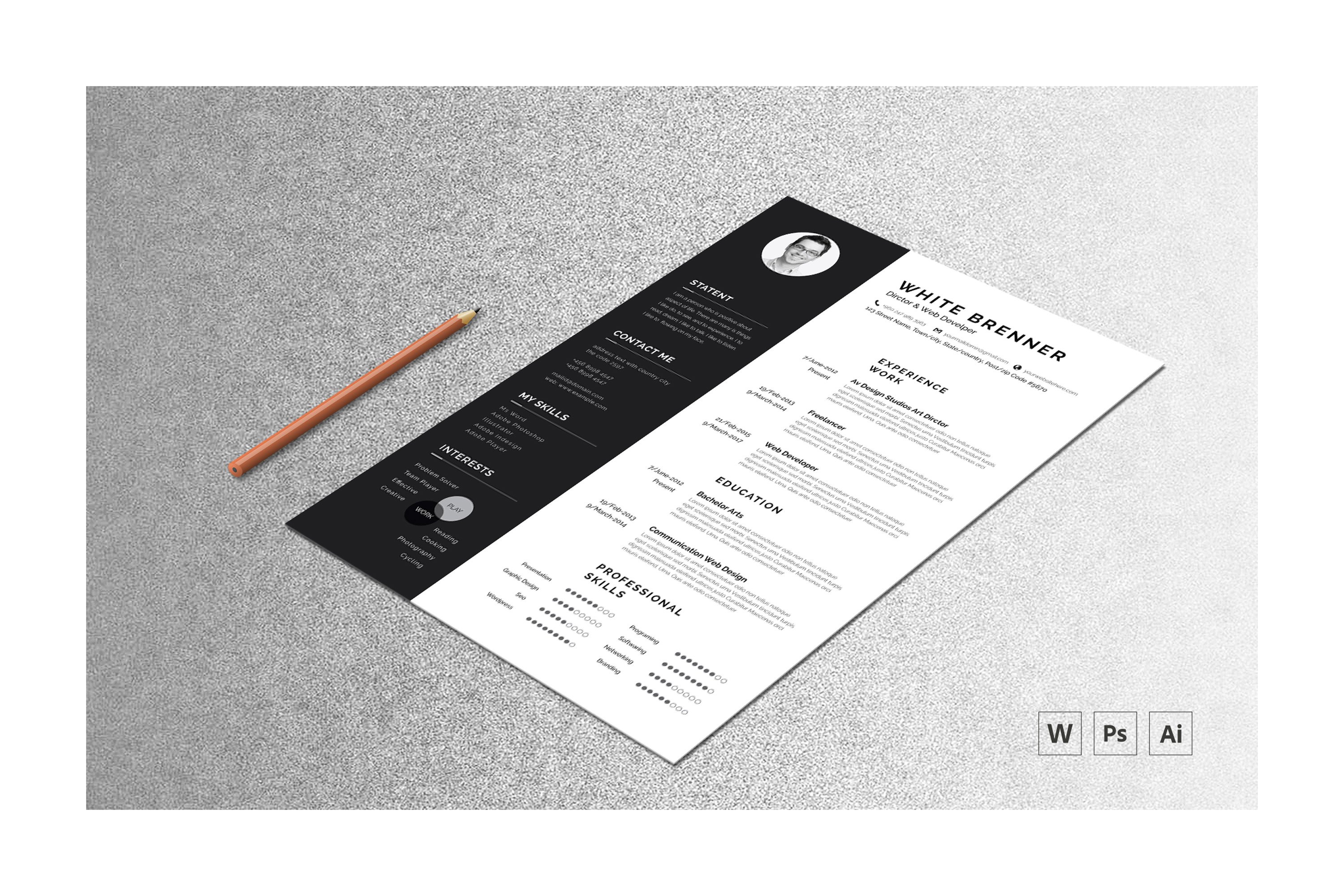 02 minimal black white resume template 49