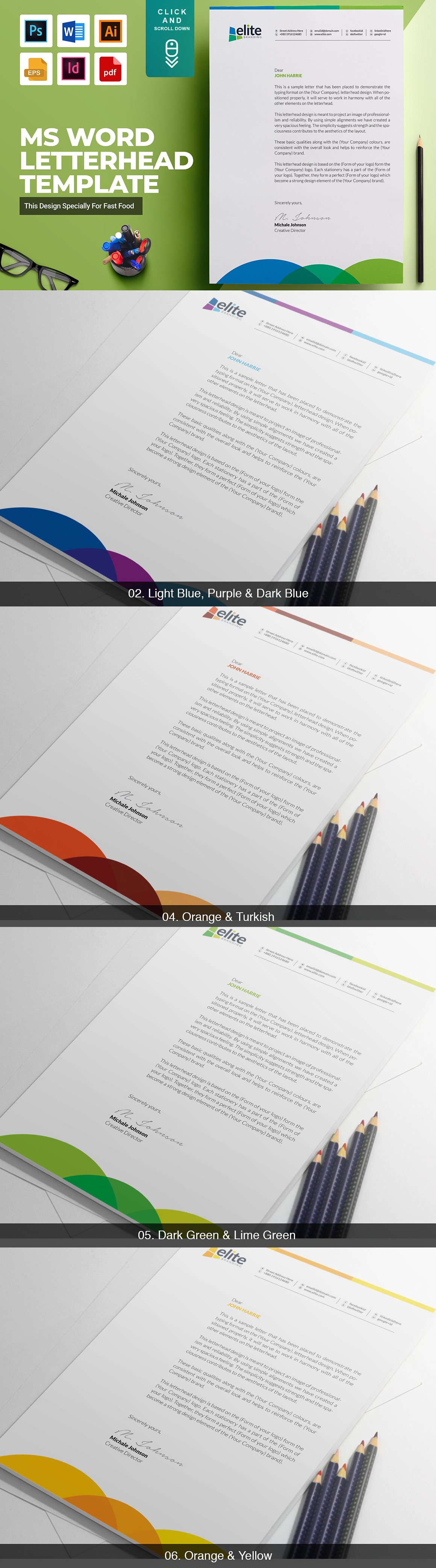 02 ms word psd eps corporate letterhead pad design template 517