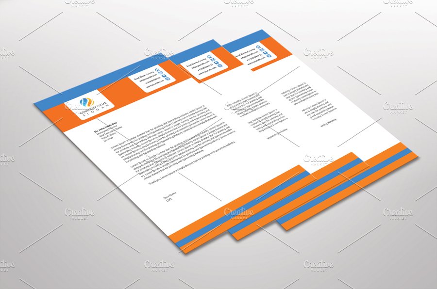 Orangian Letterhead Template preview image.