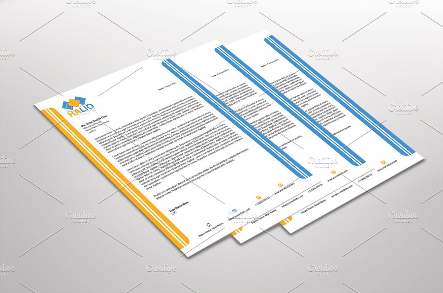 Halio Letterhead Template preview image.