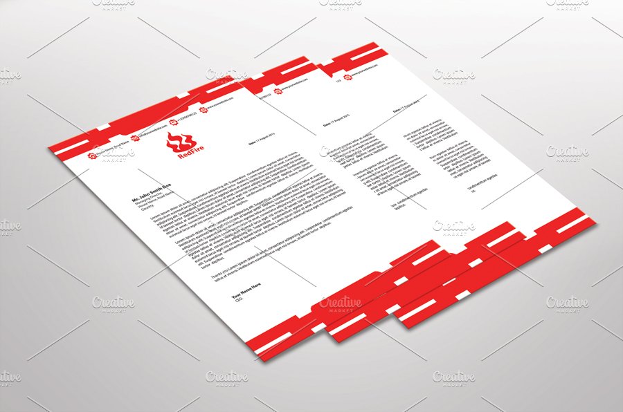 RedFire Letterhead Template preview image.