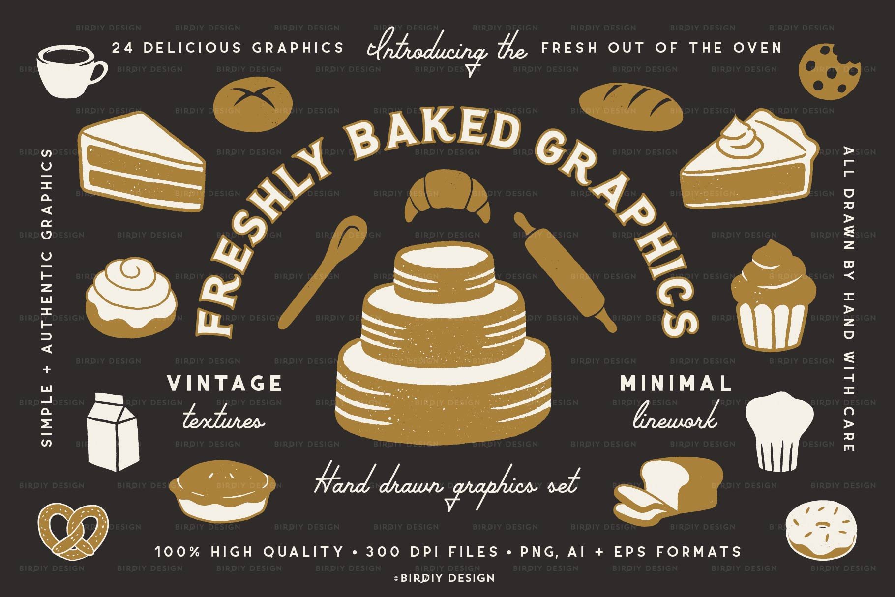 Freshly Baked Graphics Bakery Icons preview image.