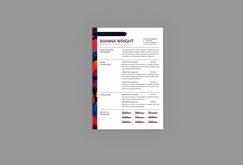 Copywriter Resume Designer Masterbundles 7153