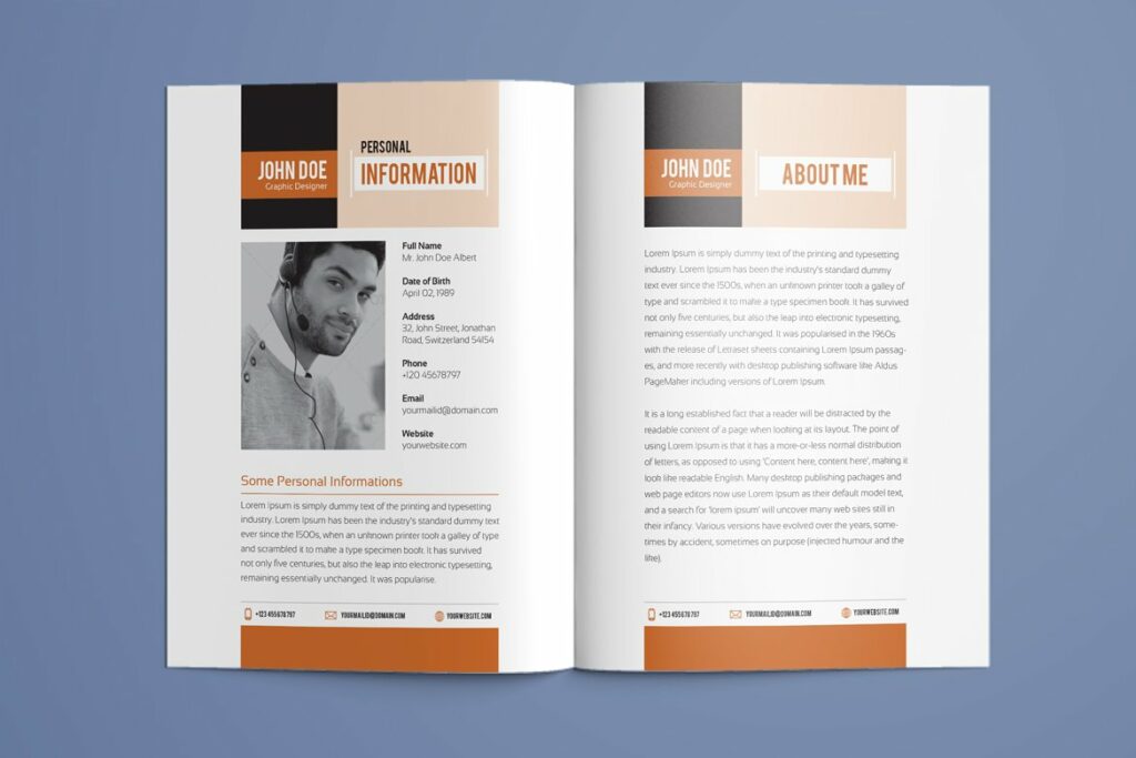 Resume Booklet Template Vol 01 - 02 Resume Cv Personal Information About Me 775 1024x683 