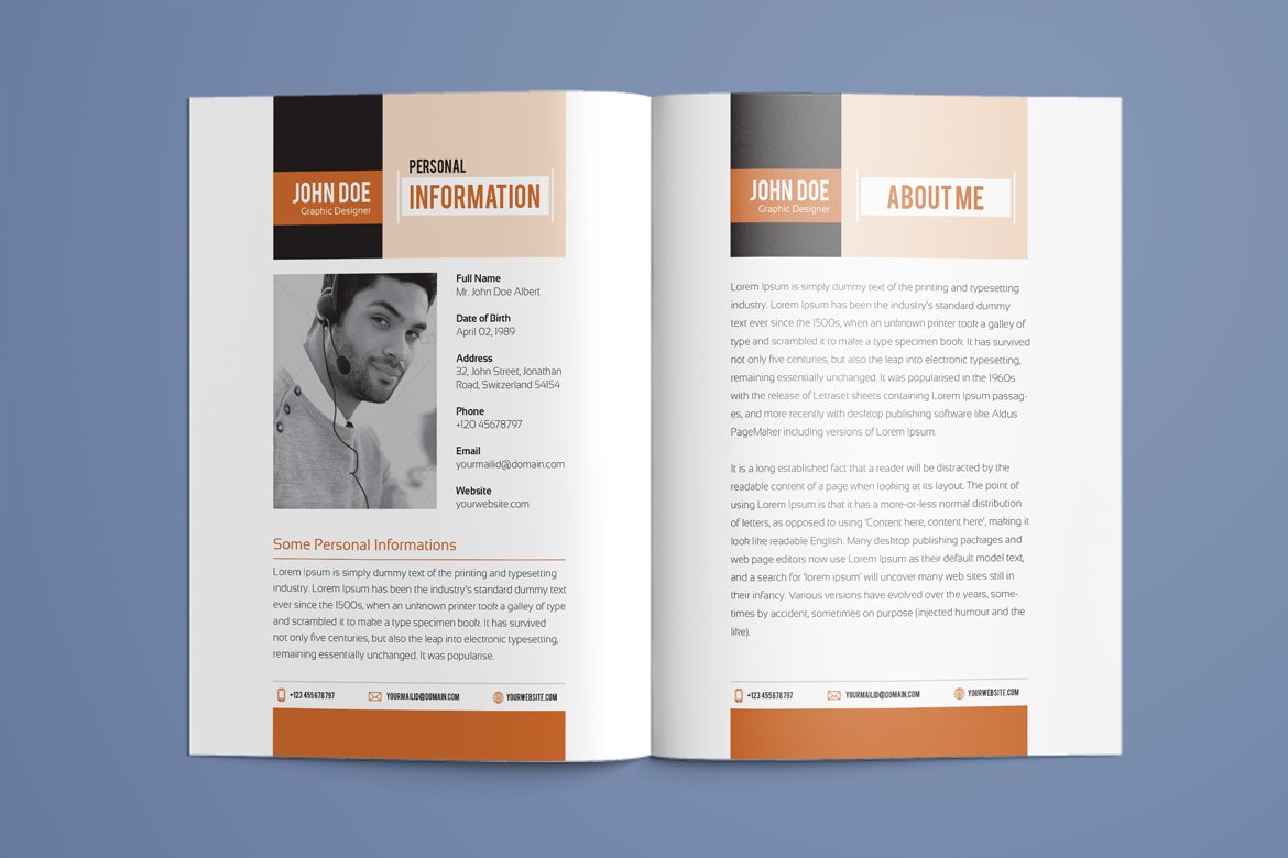 Resume Booklet Template Vol. 01 preview image.
