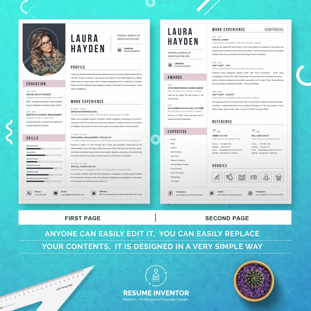 Federal Resume Template Word USA JOB MasterBundles