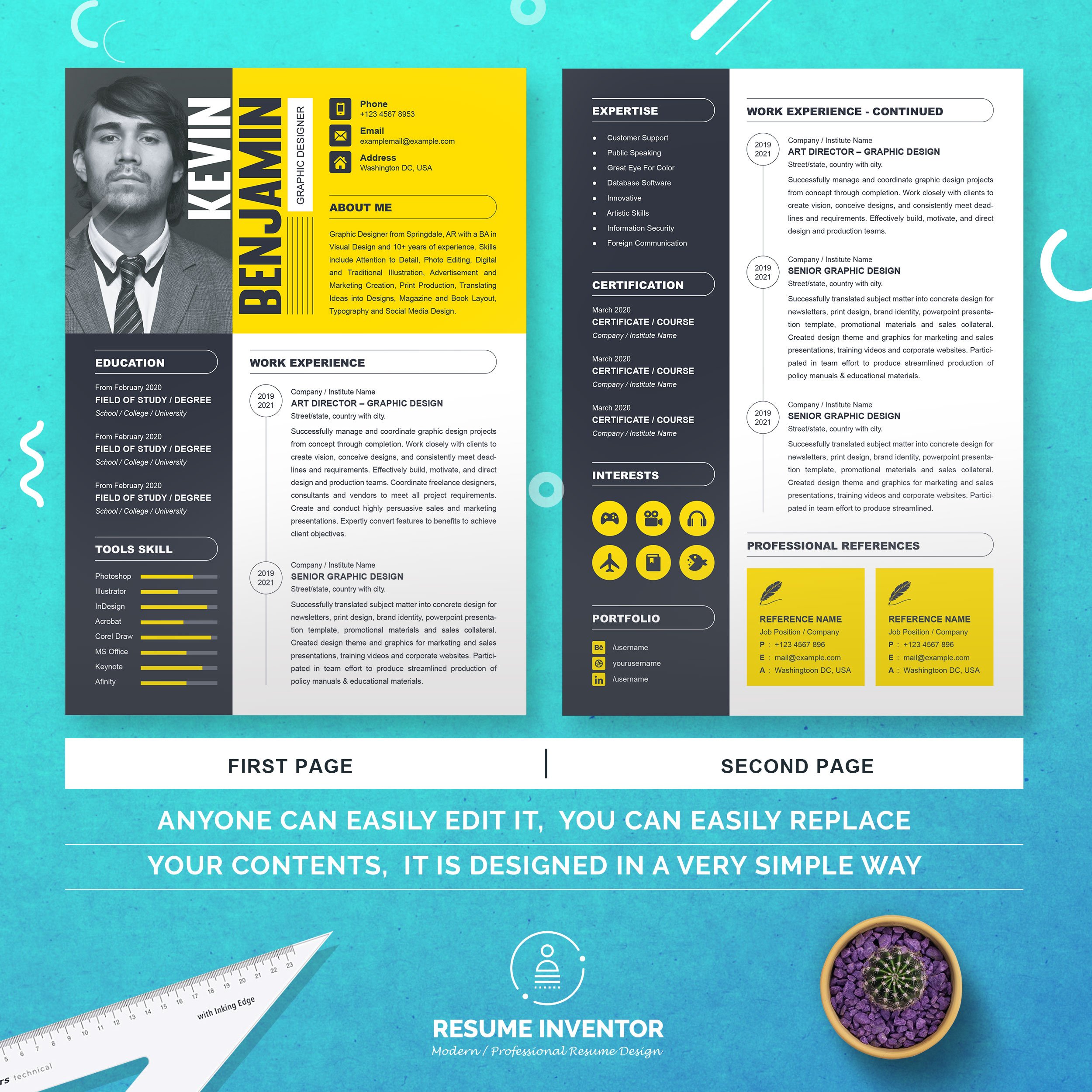 Editable Word CV Template - MS Word preview image.