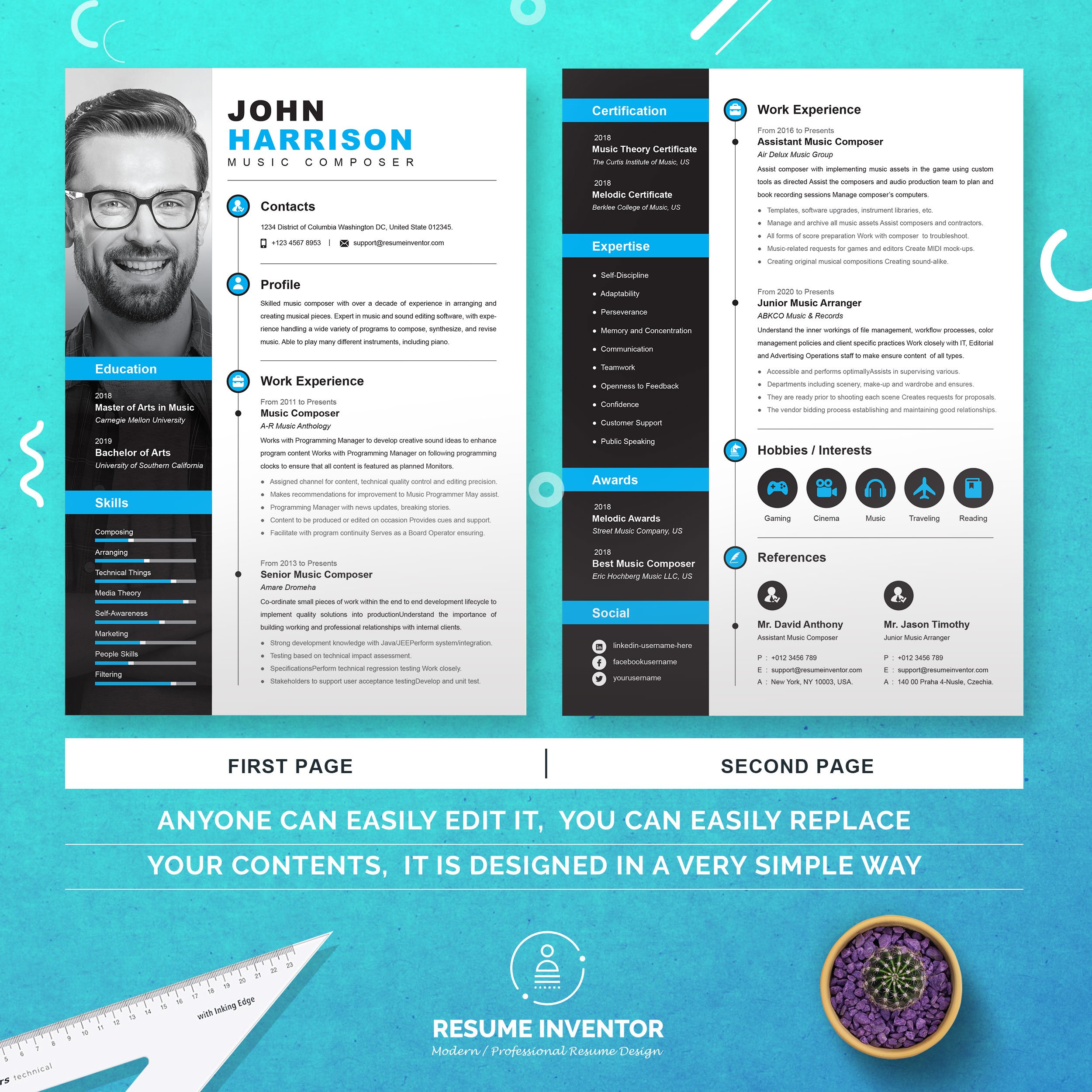 Resume Template for Music Composer preview image.