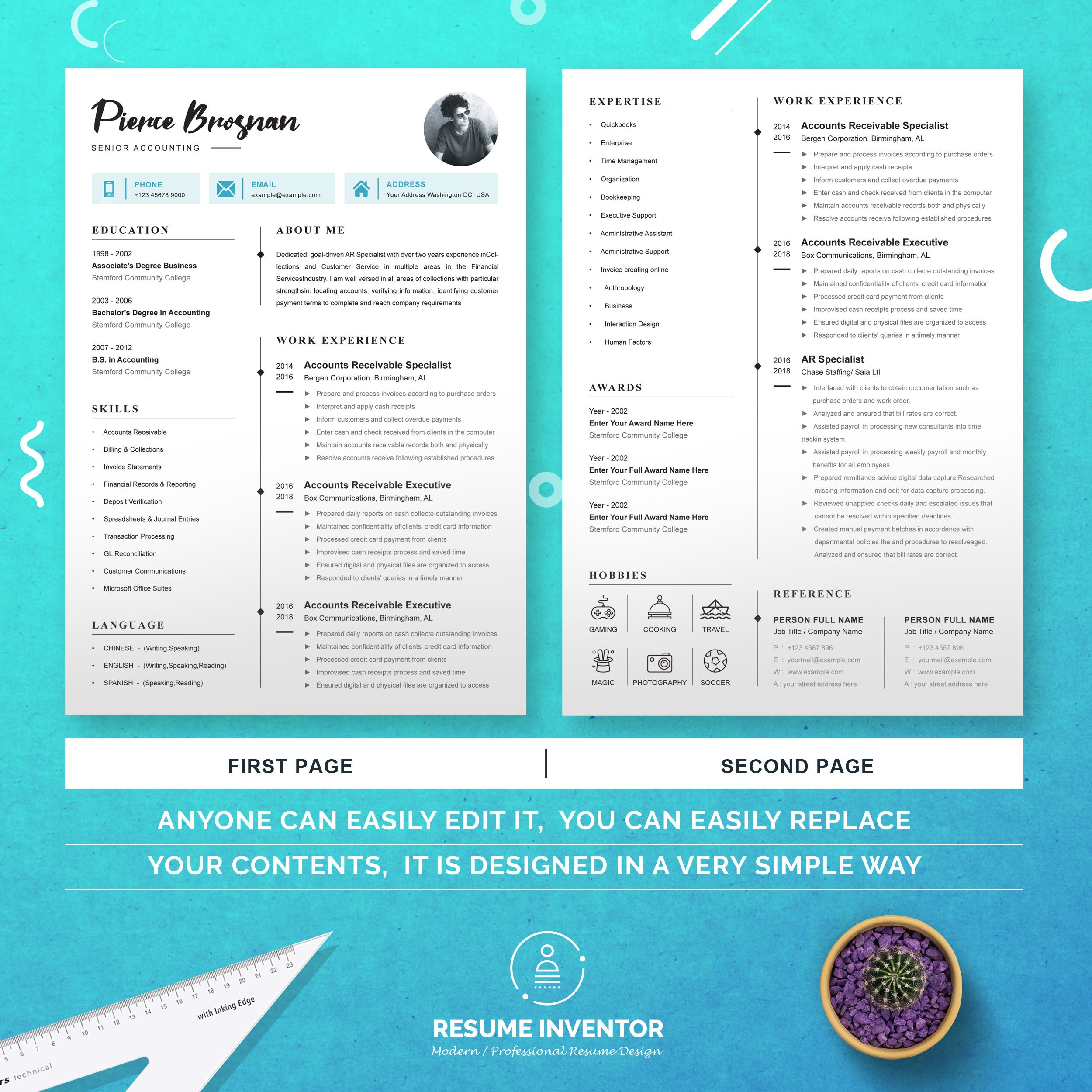 Accountant Resume Template for Word preview image.