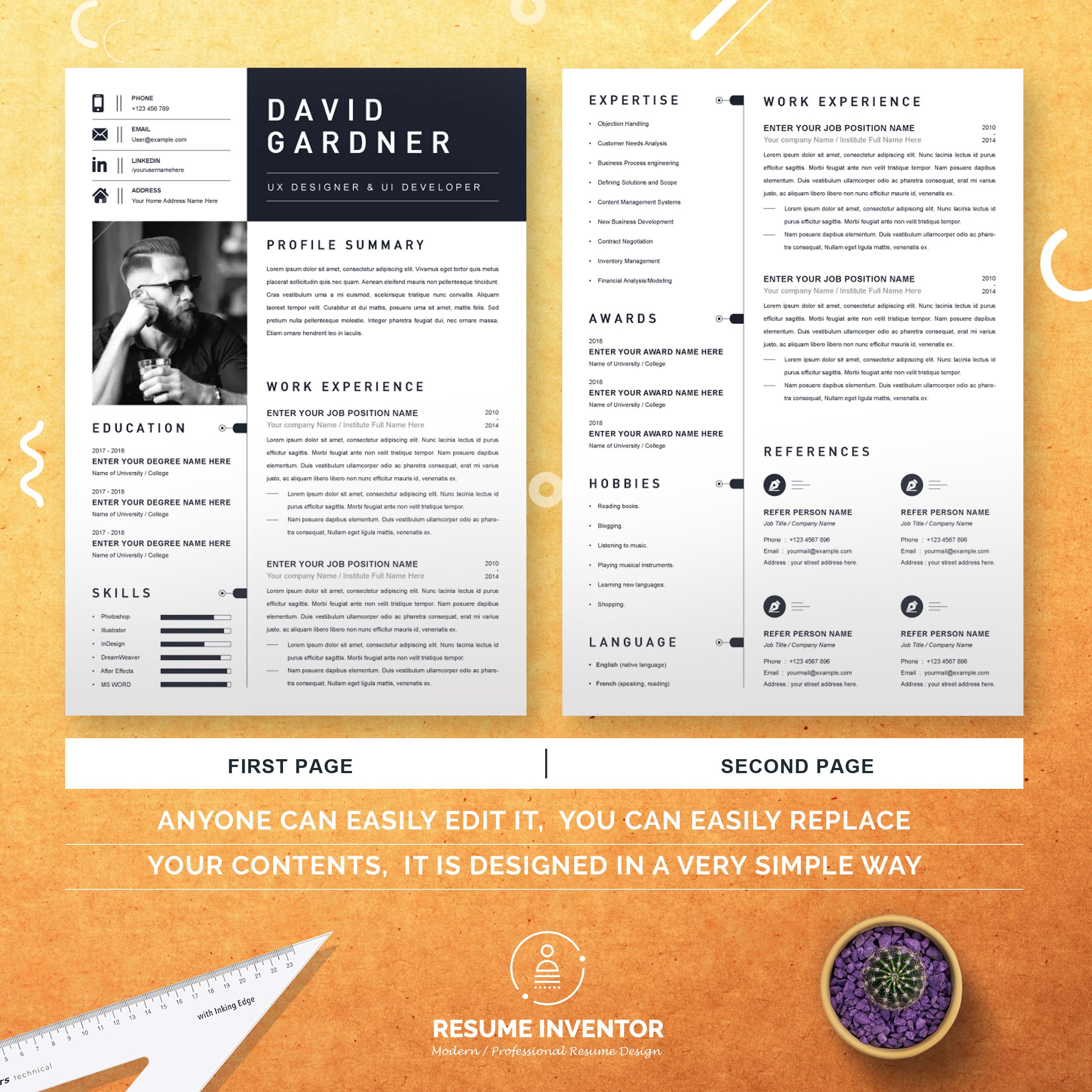 Modern and Creative Resume Template preview image.