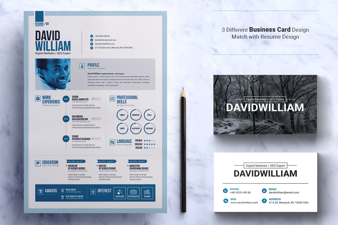 Word Resume / CV Template Design preview image.