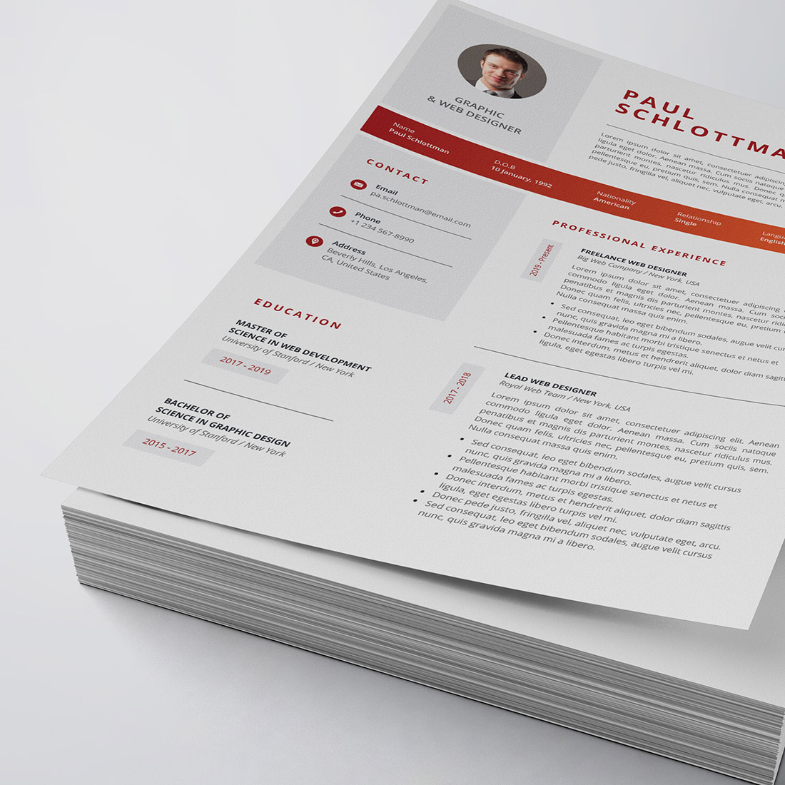 Modern Resume/CV Template cover image.