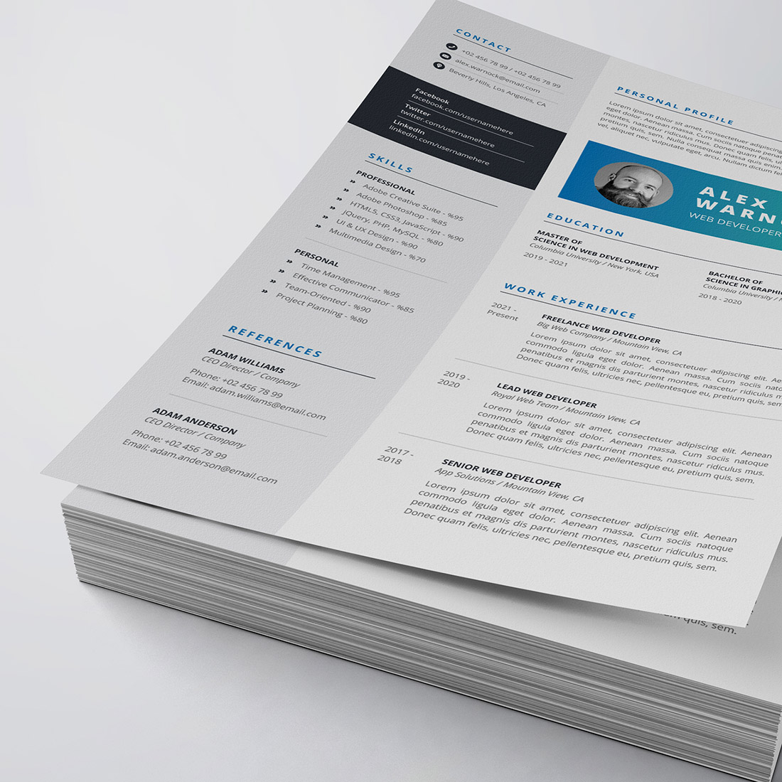 Modern Resume/CV Template cover image.