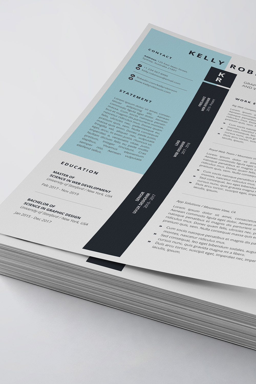 Modern Resume/CV Template pinterest preview image.