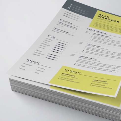 Modern Resume/CV Template cover image.