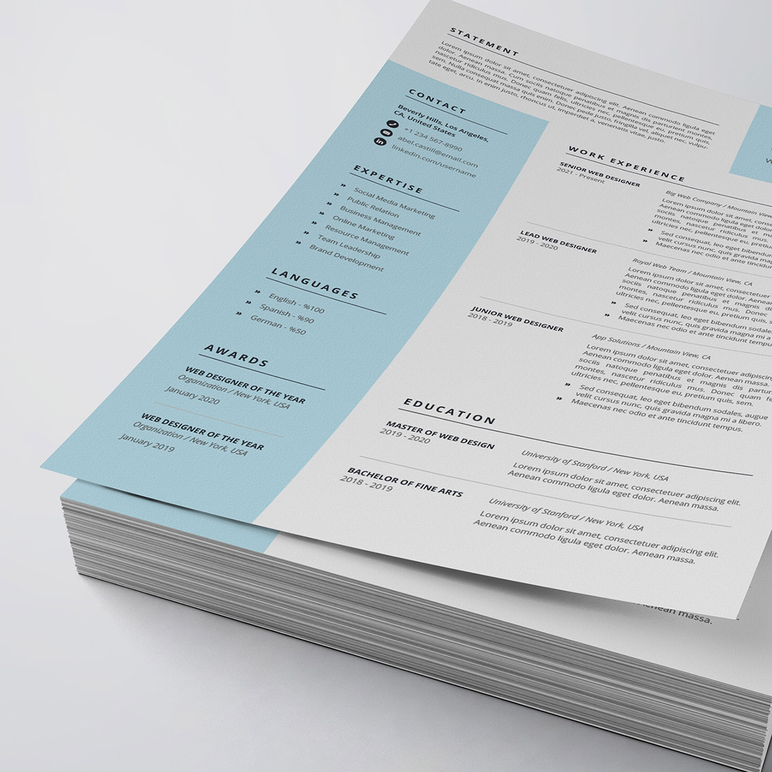 Clean Resume/CV Template cover image.