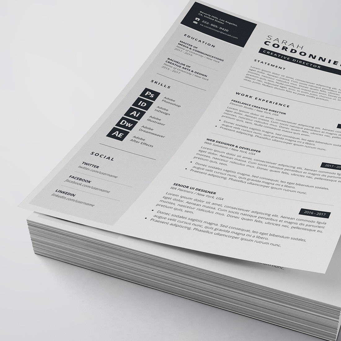 Modern Resume/CV Template cover image.