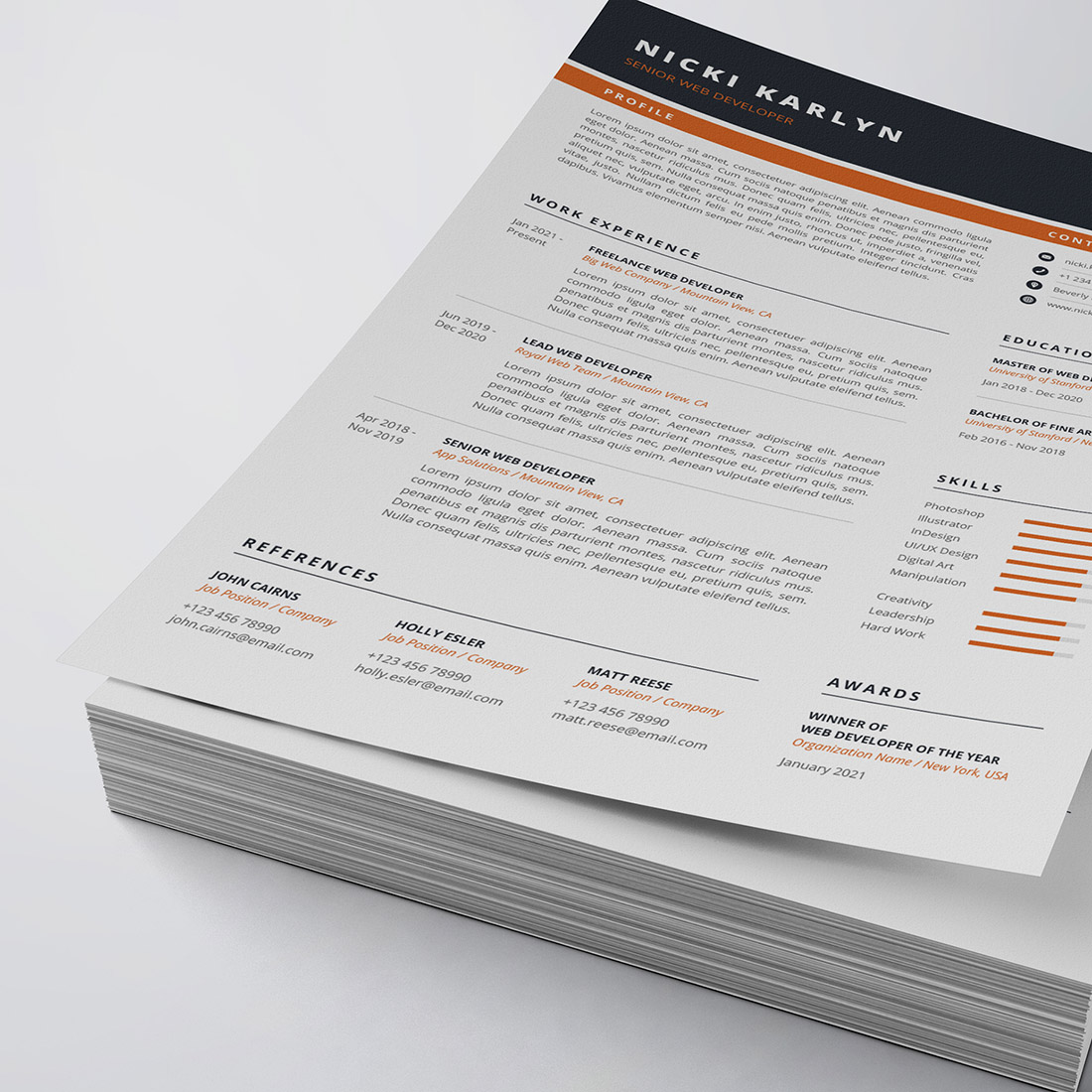 Modern Resume/CV Template cover image.