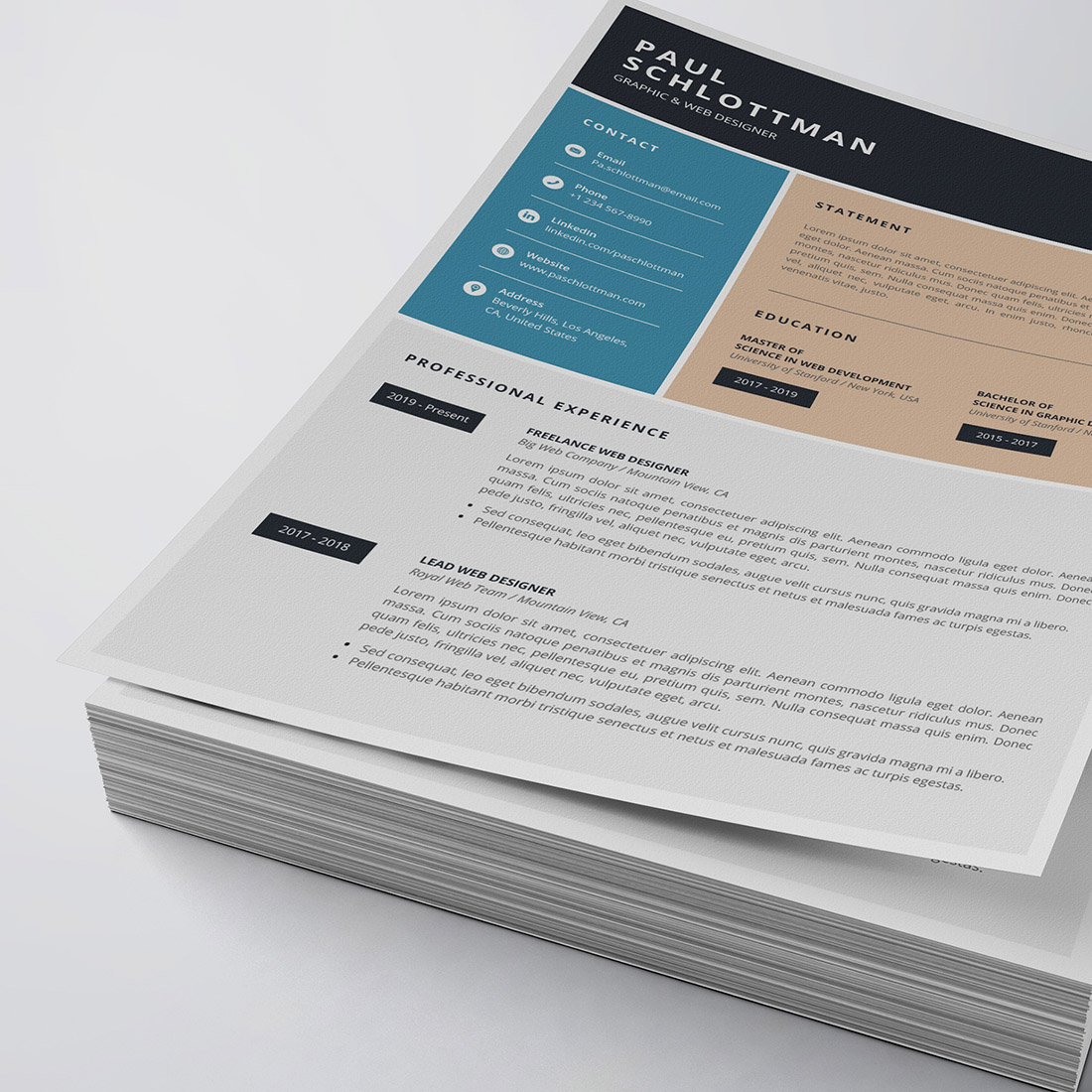 Modern Resume/CV Template cover image.