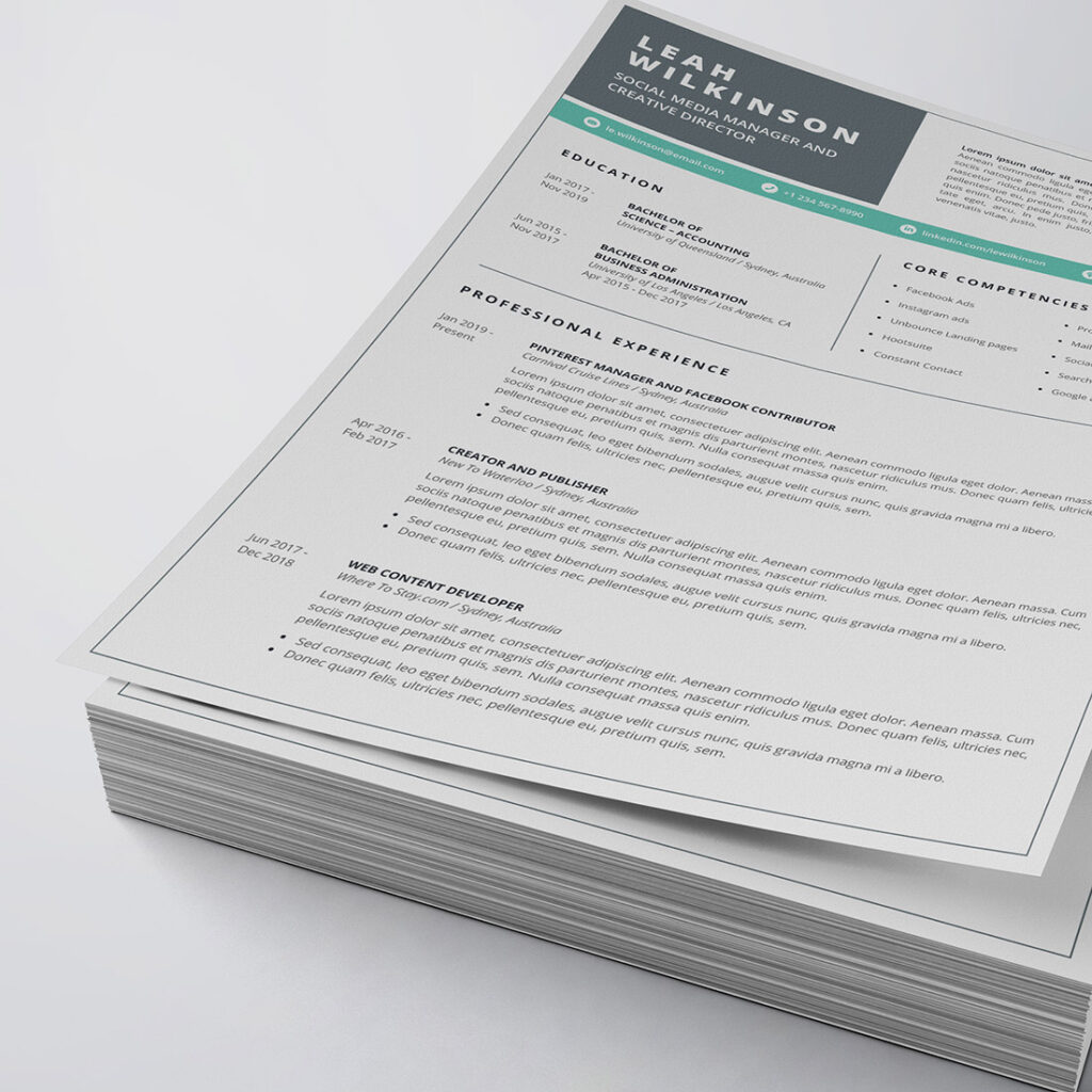 Professional Resume/CV Template - MasterBundles