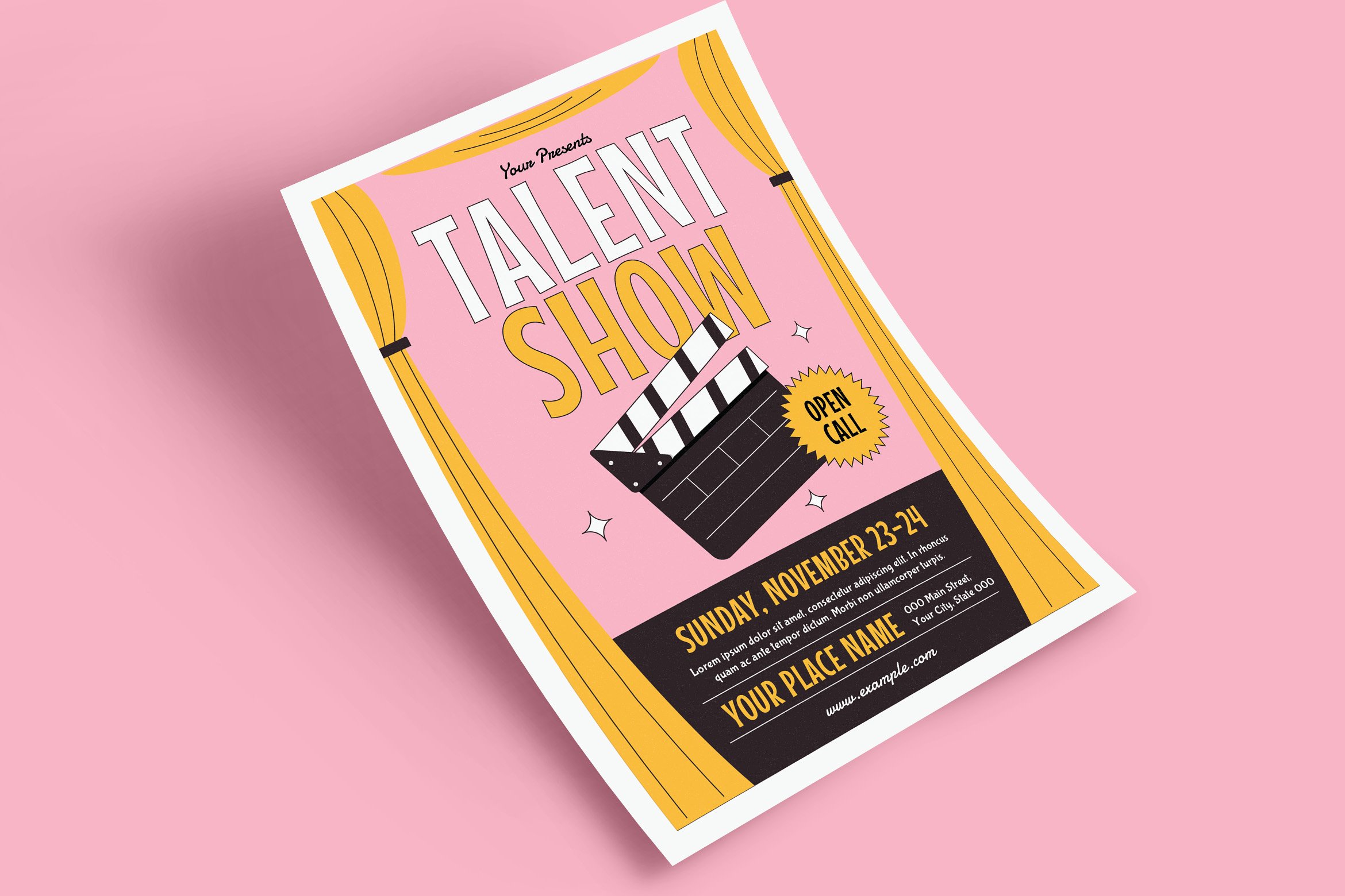 Retro Talent Show Event Flyer preview image.
