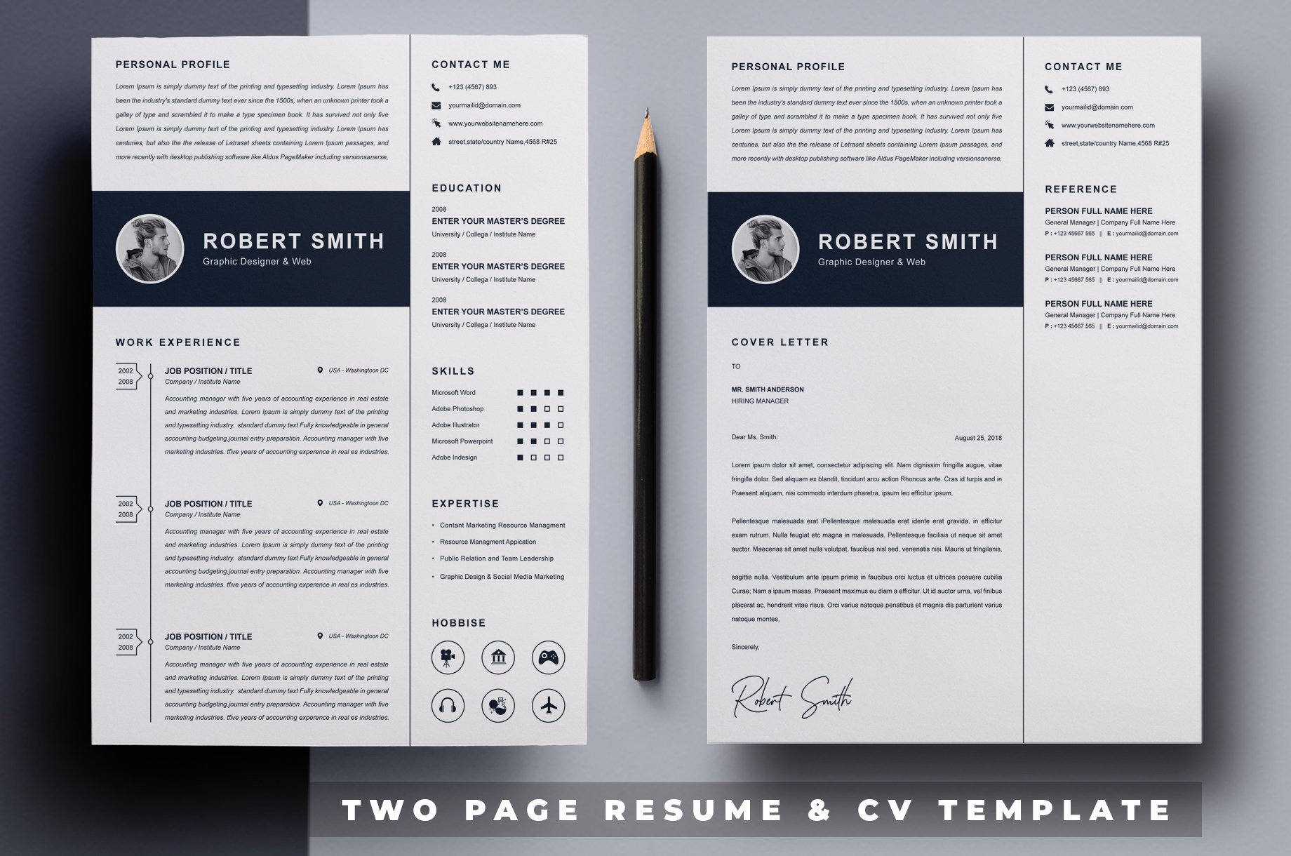 Lester | CV / resume template preview image.