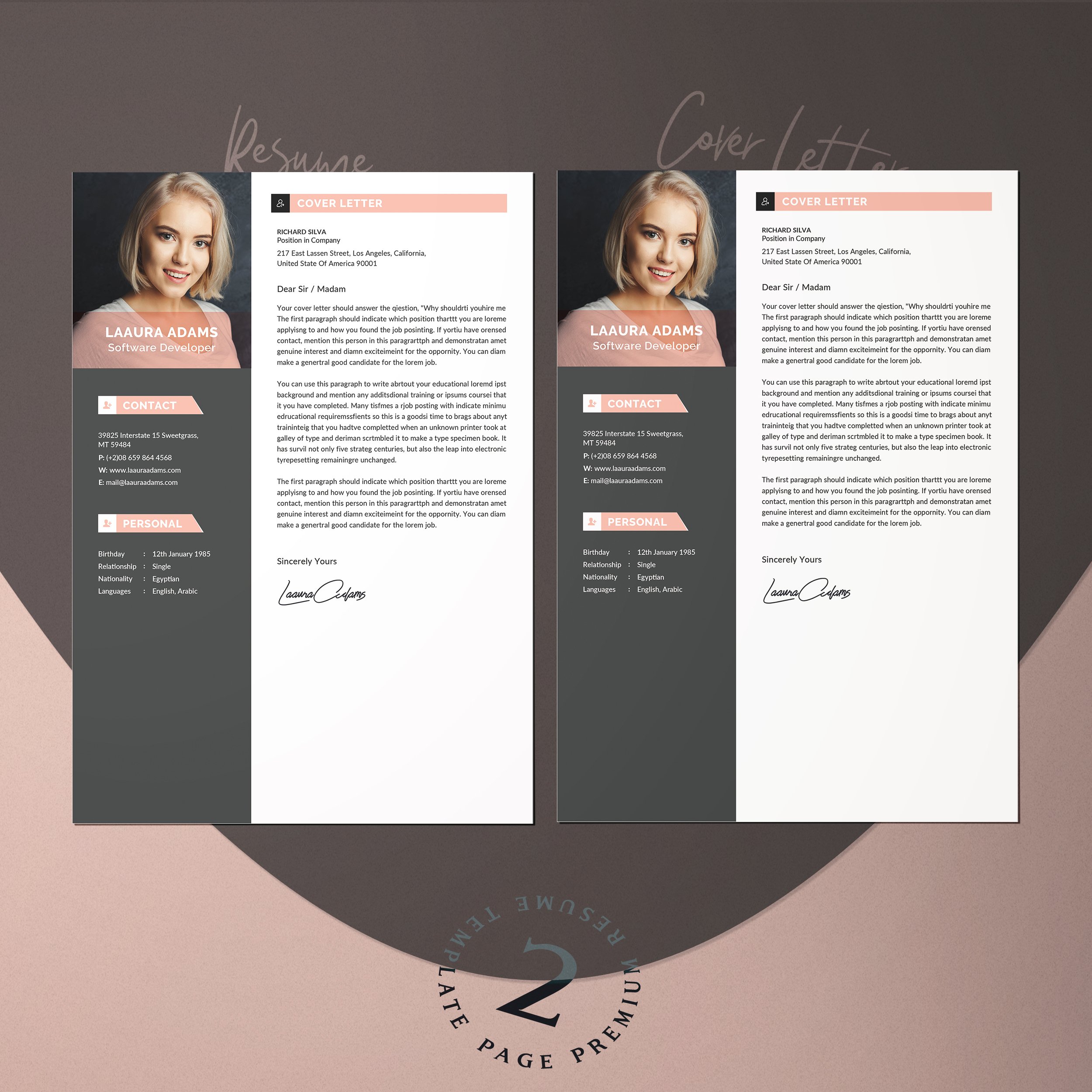 Female Resume/CV Word preview image.