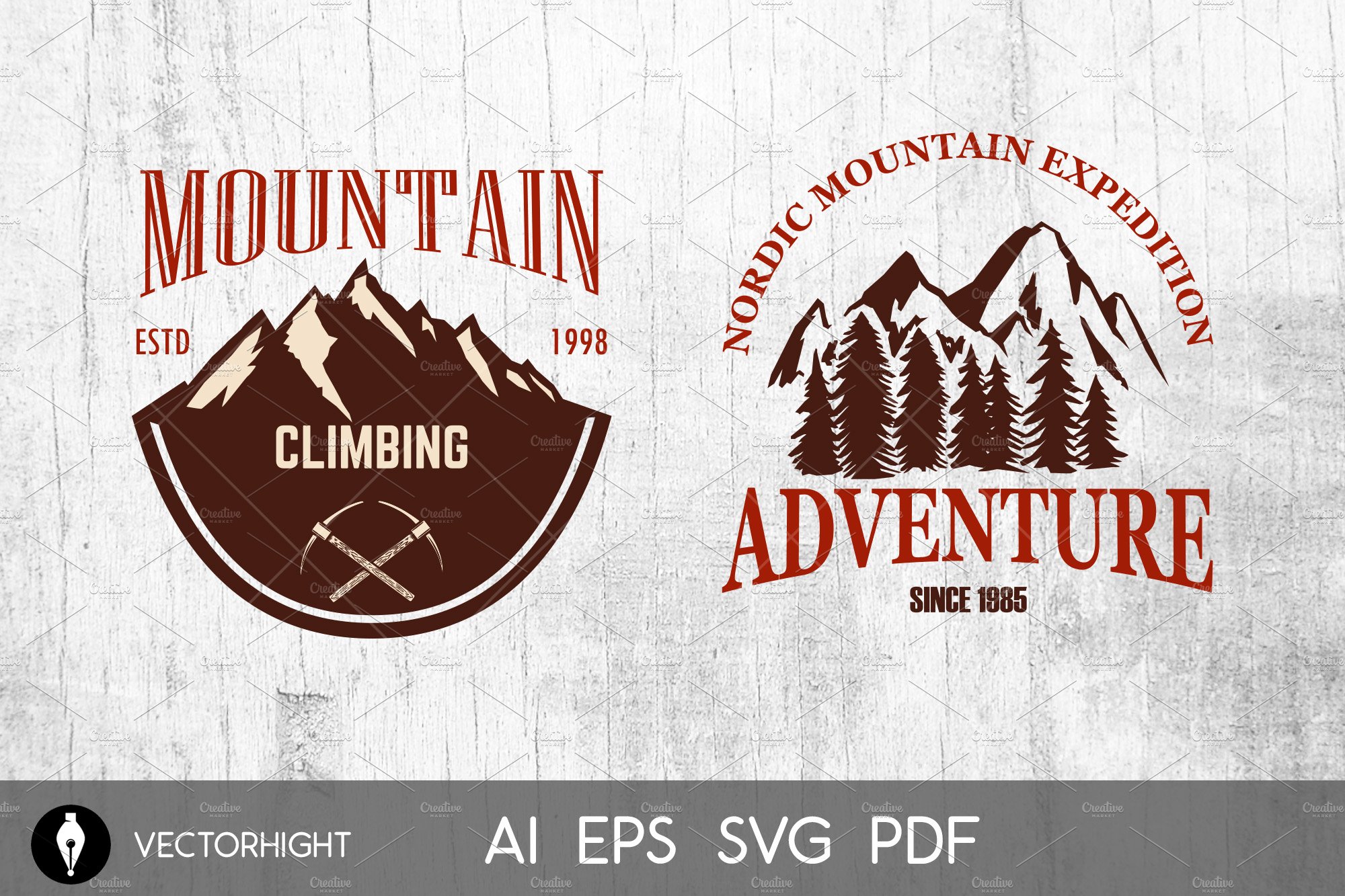 Set of mountain tourism emblems. preview image.